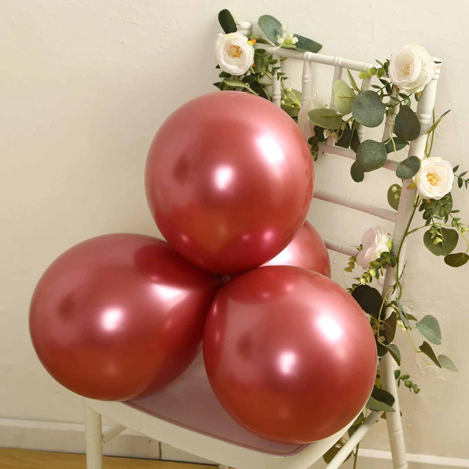 50 Pack Metallic Pink Biodegradable Balloons, Thick Chrome Latex Party Balloons - 12" - Image 2