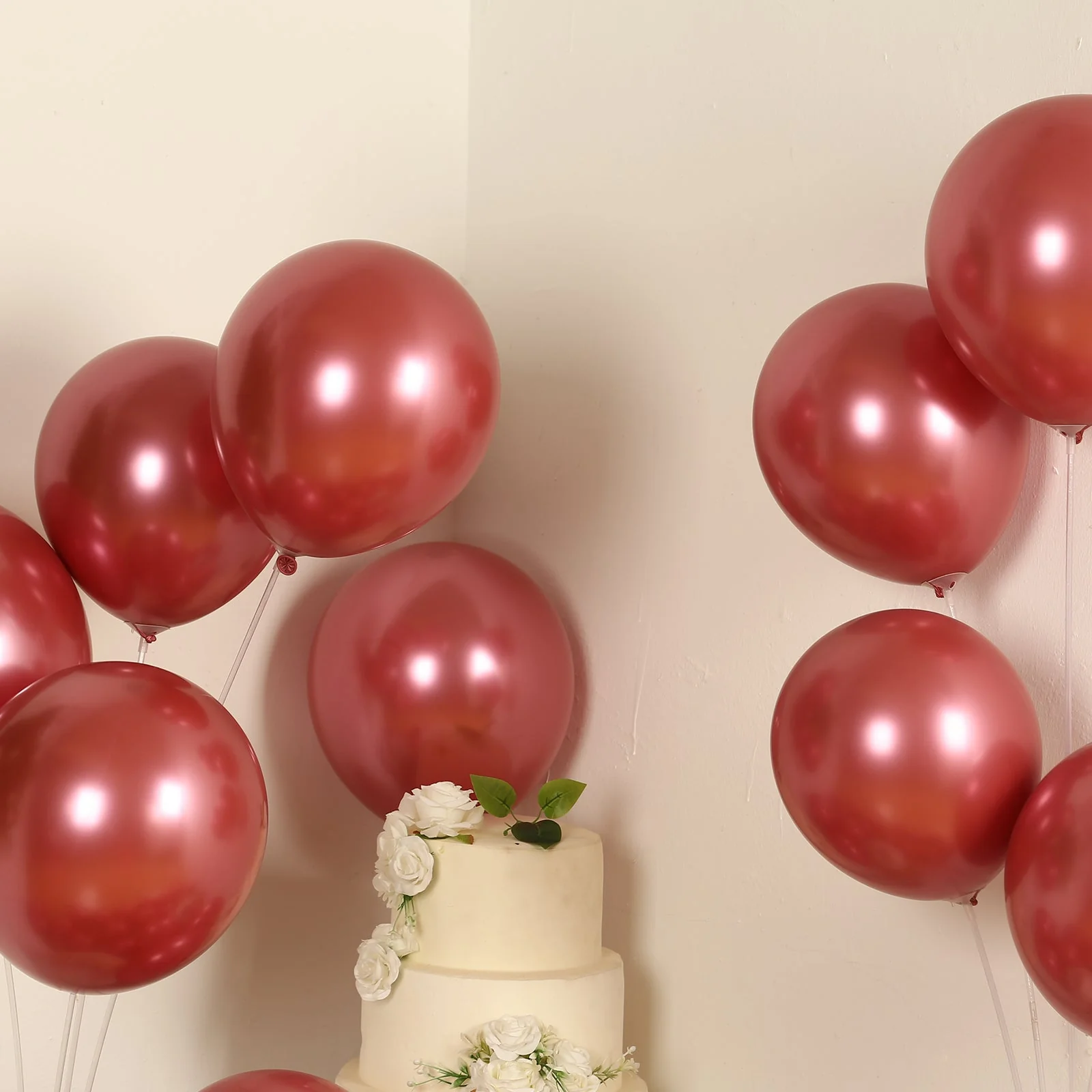 50 Pack Metallic Pink Biodegradable Balloons, Thick Chrome Latex Party Balloons - 12" - Image 4