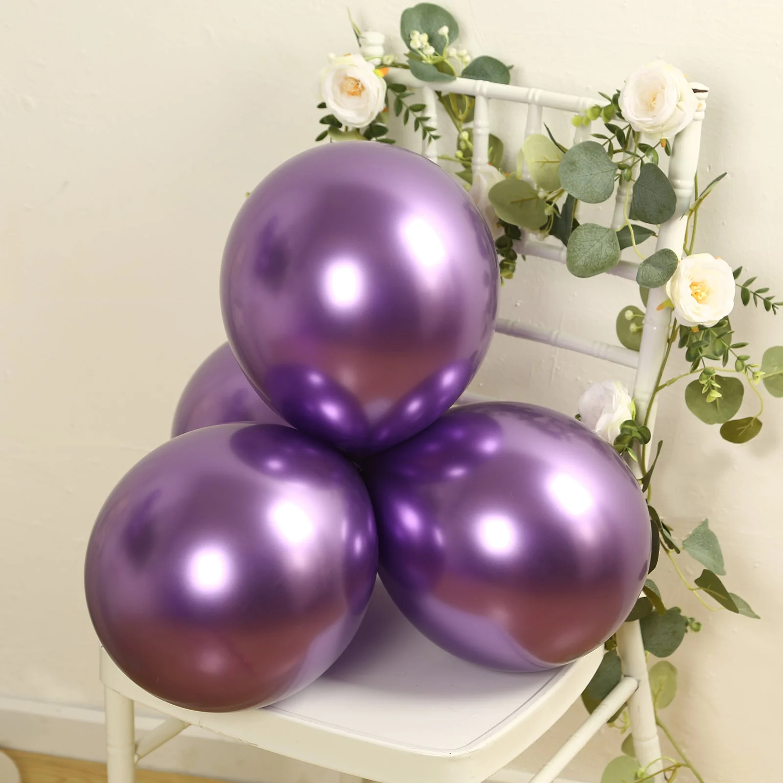 50 Pack Metallic Purple Biodegradable Balloons, Thick Chrome Latex Party Balloons - 12" - Image 5