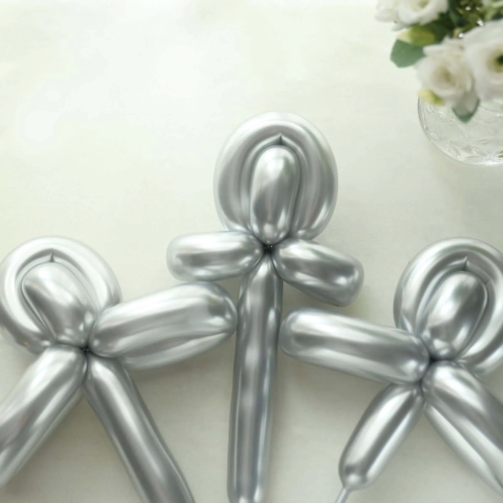 50 Pack Assorted Metallic Silver Long Latex Balloons For Twisting Magic, Animal Modelling Party Balloons - Image 8