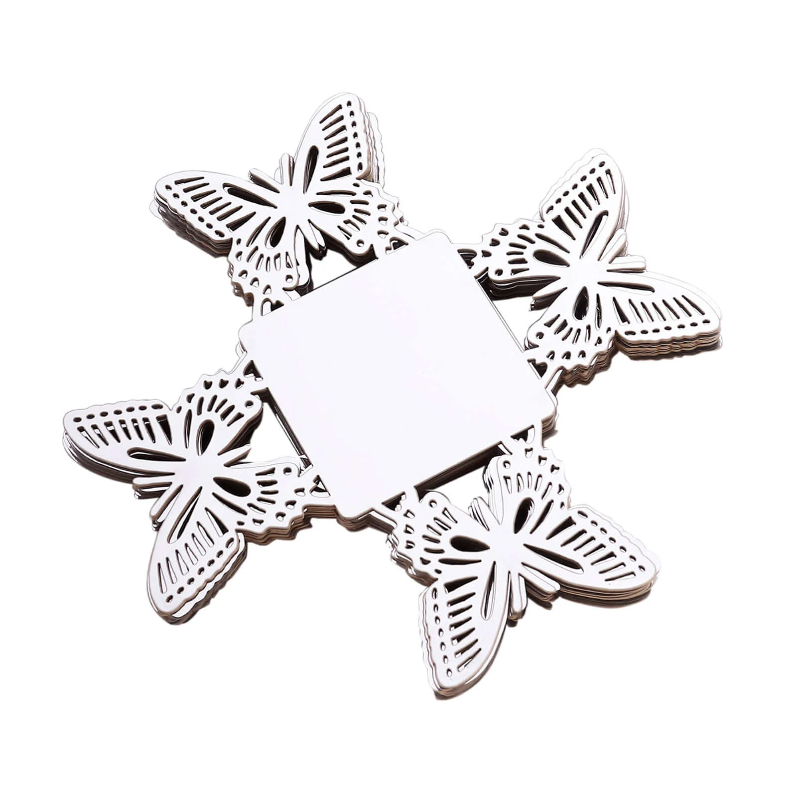 50-Pack Mini Paper Truffle Cup Liners 4" Square Design Metallic Silver Butterfly - 225GSM Cupcake Tray Wrappers - Image 7