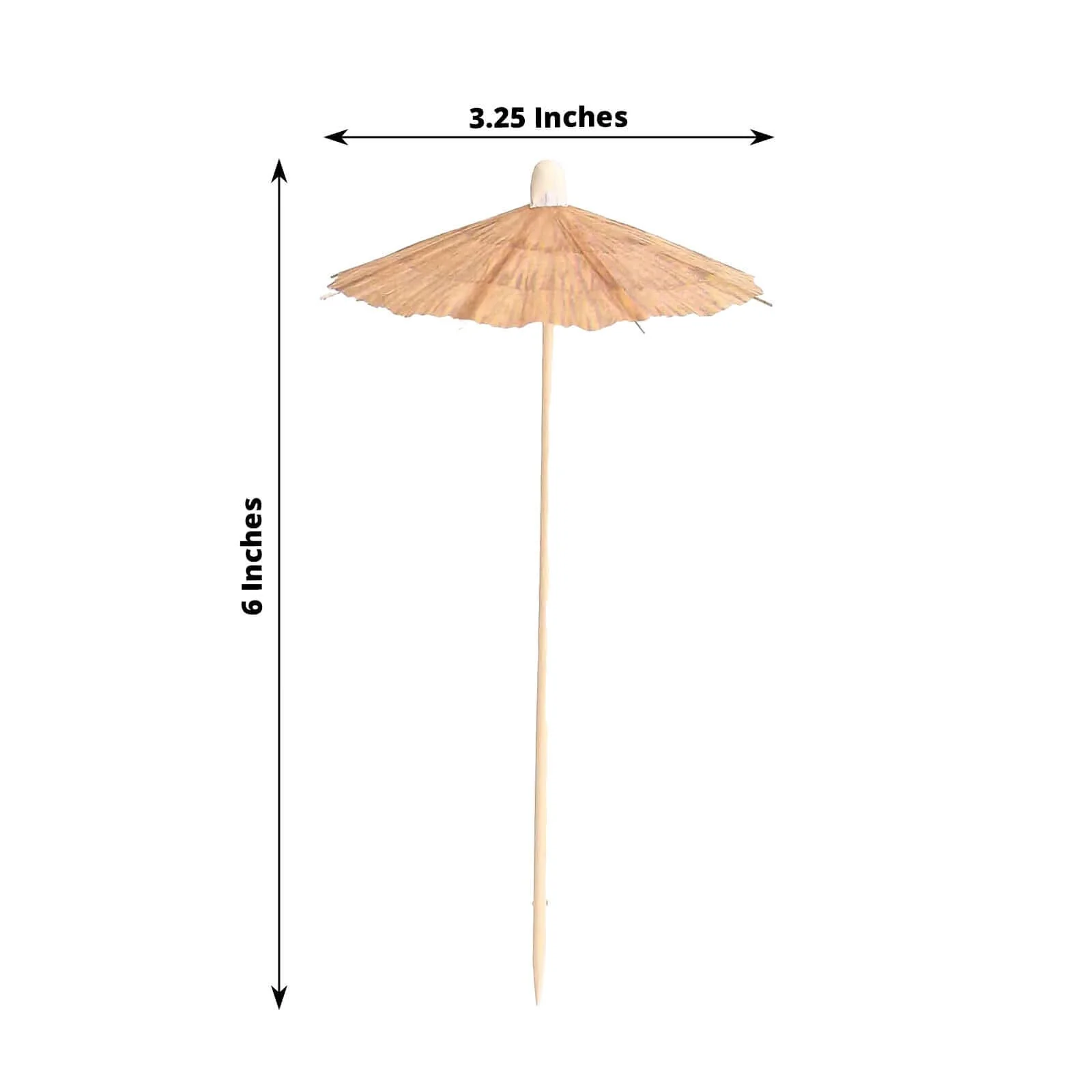 50-Pack Natural Bamboo Skewers 6", Tiki Hut Paper Umbrella Design Biodegradable Cocktail Sticks - Eco Friendly Party Picks - Image 3