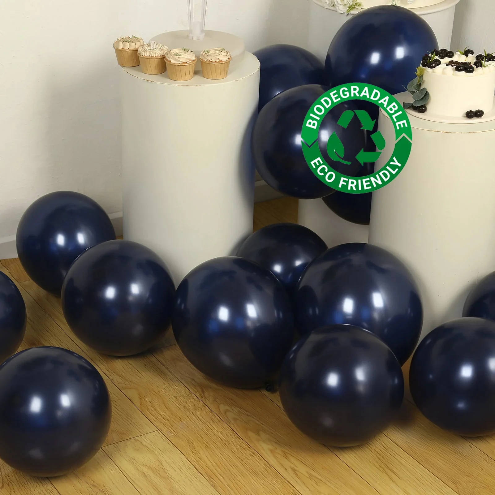 50 Pack Navy Blue Biodegradable Balloons, Eco-friendly Thickened Extra Strong Latex Helium Party Balloons - 12" - Image 7