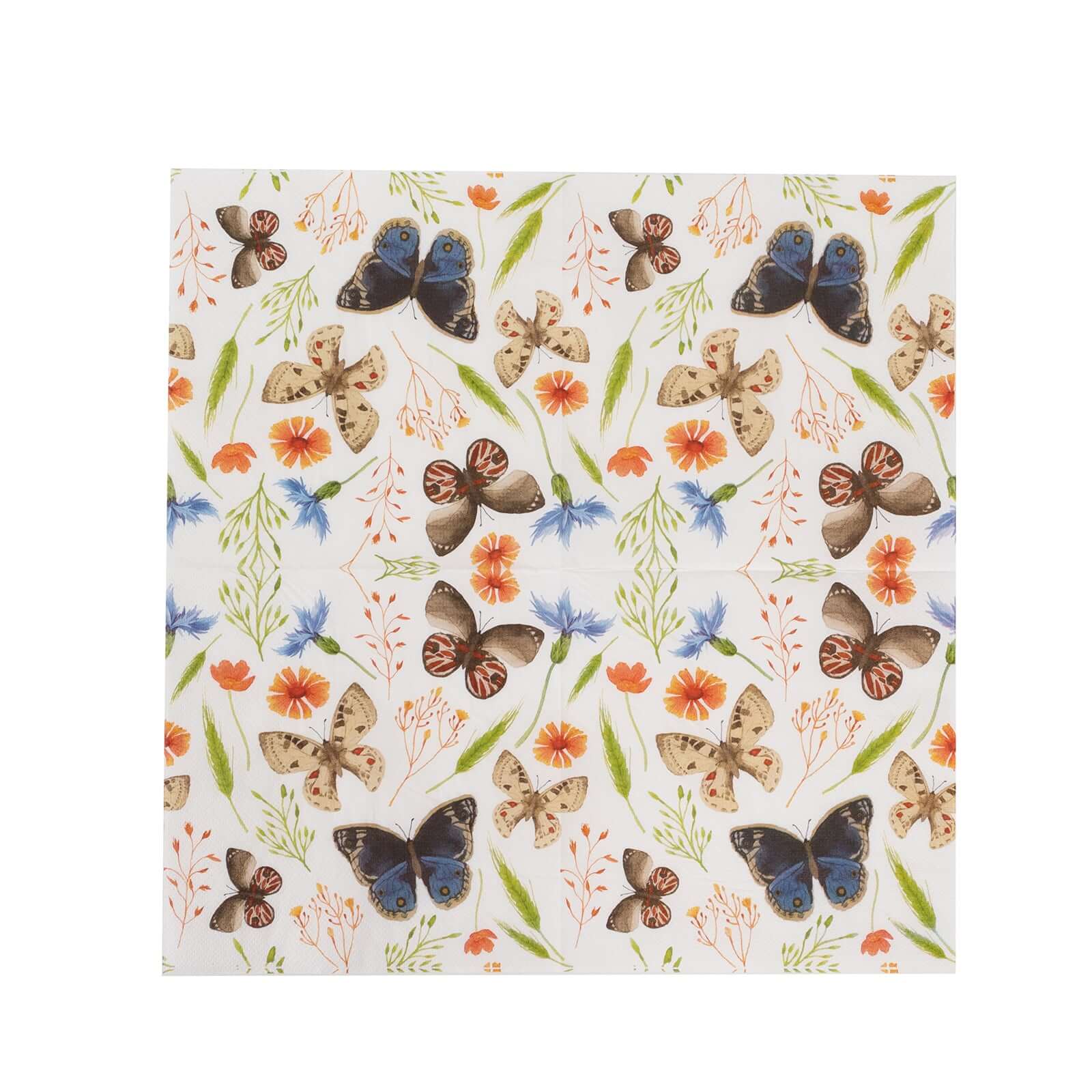 50-Pack Paper Beverage Napkins 2 Ply Ivory with Field Herbs and Butterfly Print 6.5"x6.5" - Stylish Garden Party Disposable Napkins 18GSM - Image 14