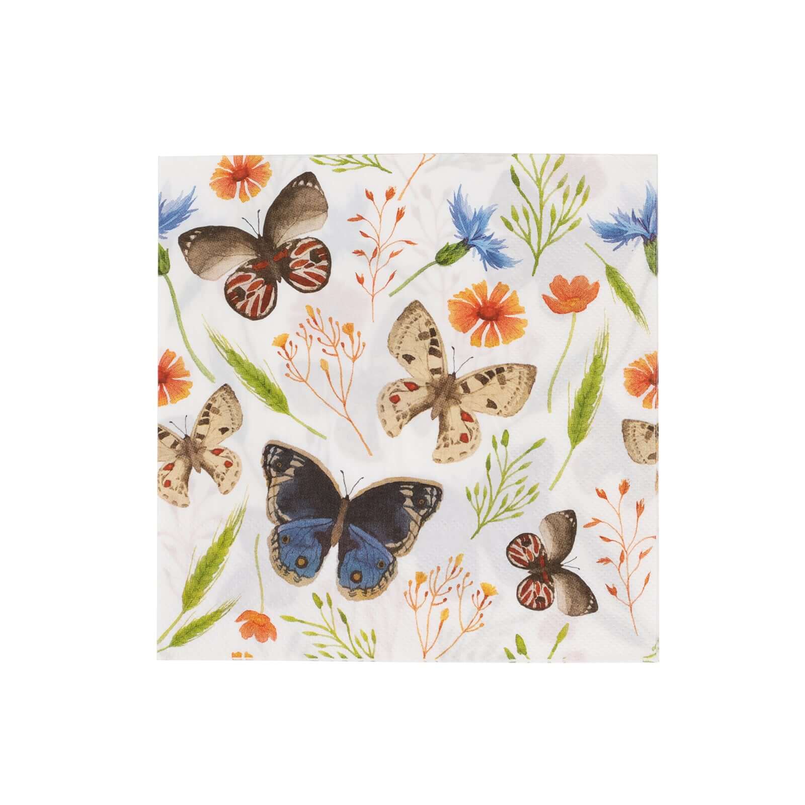 50-Pack Paper Beverage Napkins 2 Ply Ivory with Field Herbs and Butterfly Print 6.5"x6.5" - Stylish Garden Party Disposable Napkins 18GSM - Image 7