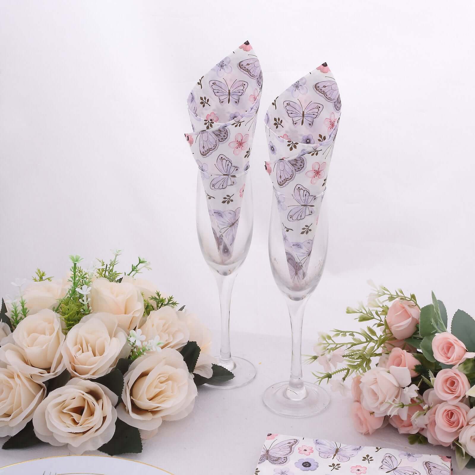 20-Pack Paper Beverage Napkins 2 Ply Lavender/Ivory with Butterfly Design 6.5"x6.5" - Soft Stylish Garden Party Cocktail Napkins 18GSM - Image 10