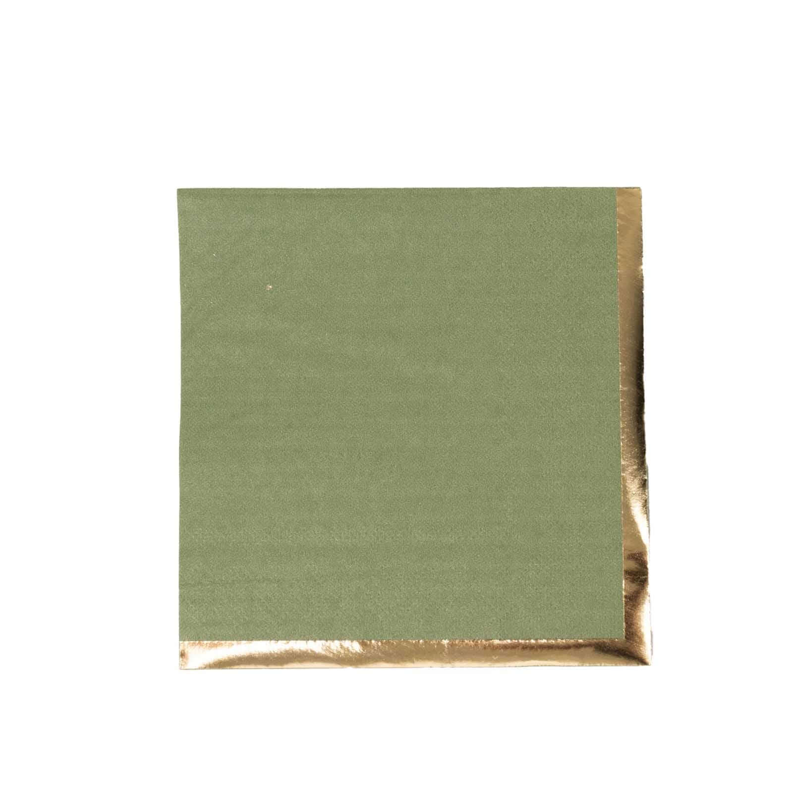50-Pack Paper Beverage Napkins 2 Ply Dusty Sage Green with Gold Foil Edge 5"x5" - Soft Disposable Cocktail Napkins 18GSM - Image 6