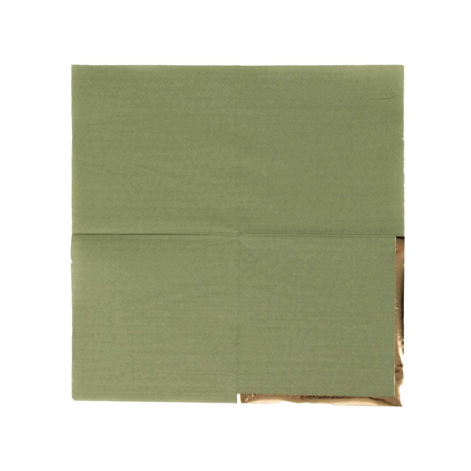 50-Pack Paper Beverage Napkins 2 Ply Dusty Sage Green with Gold Foil Edge 5"x5" - Soft Disposable Cocktail Napkins 18GSM - Image 8