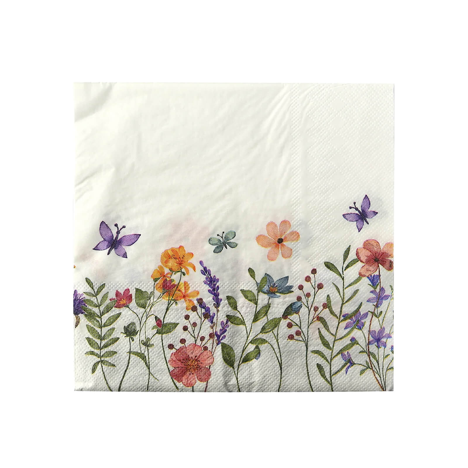 50-Pack Paper Cocktail Napkins 2 Ply with Wildflower Butterfly Design 6.5"x6.5" - Soft and Absorbent Luncheon Napkins - Image 4
