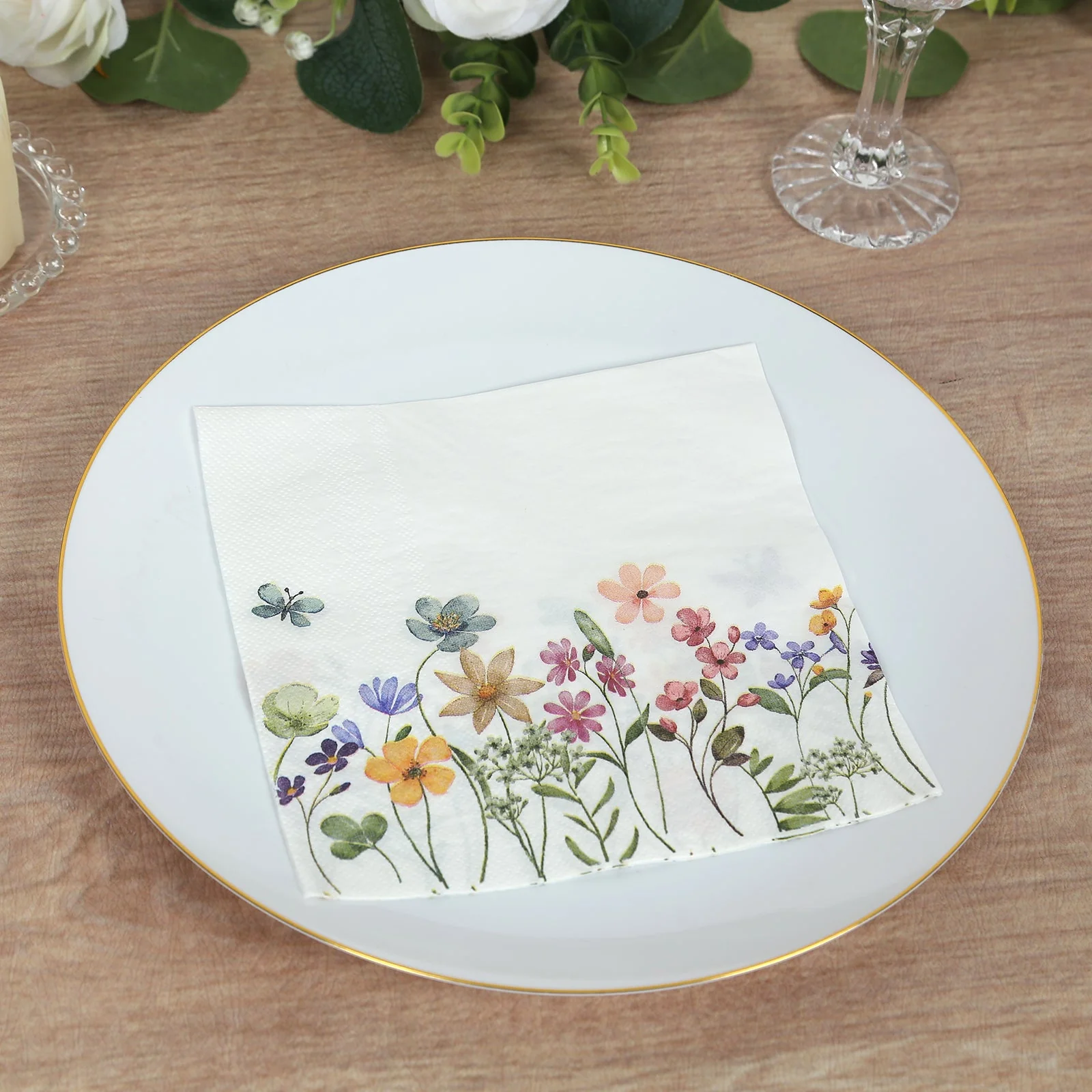 50-Pack Paper Cocktail Napkins 2 Ply with Wildflower Butterfly Design 6.5"x6.5" - Soft and Absorbent Luncheon Napkins - Image 5