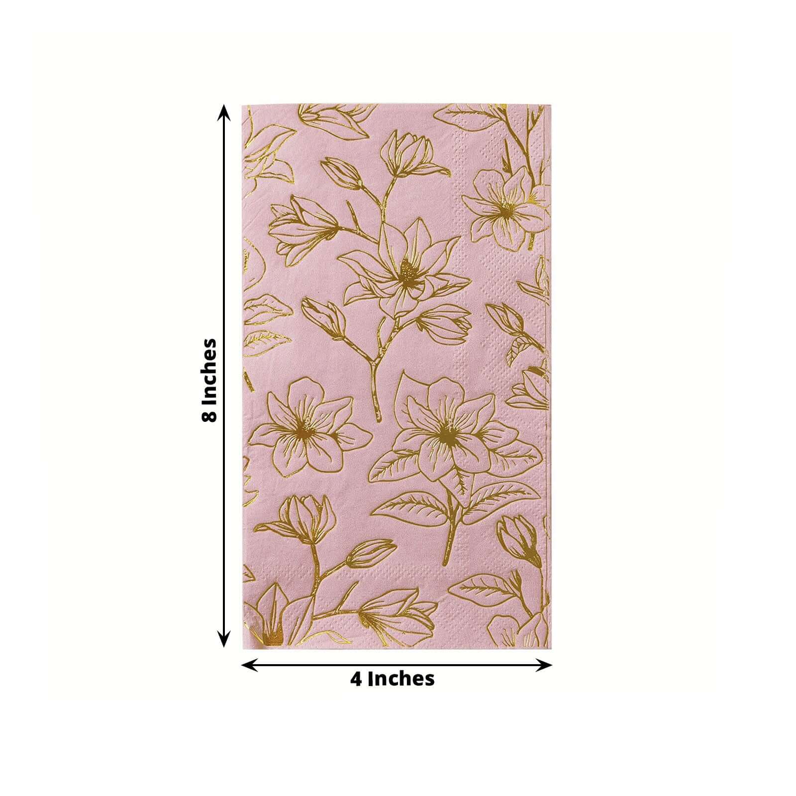 50-Pack Paper Dinner Napkins 2-Ply Dusty Rose with Gold Magnolia Flowers Print - Soft and Highly Absorbent Party Napkins - Image 3