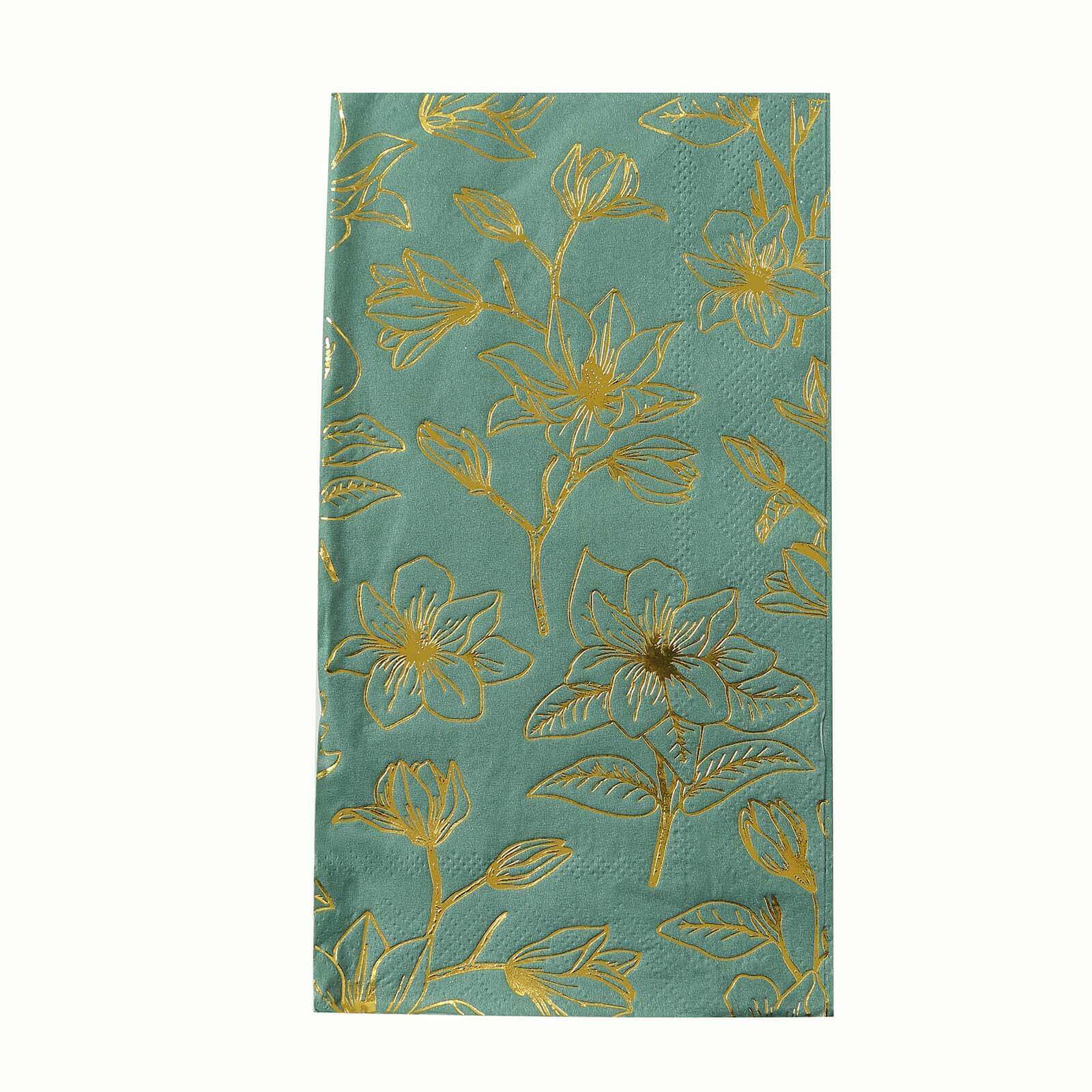 50-Pack Paper Dinner Napkins 2-Ply Dusty Sage Green with Gold Magnolia Flowers Print - Soft and Highly Absorbent Party Napkins - Image 7