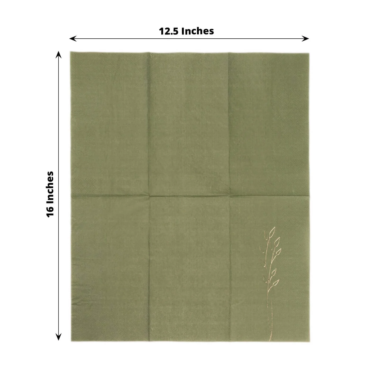 50-Pack Paper Dinner Napkins 2-Ply Dusty Sage Green with Gold Embossed Leaf - Soft Wedding Party Napkins 18 GSM - Image 3