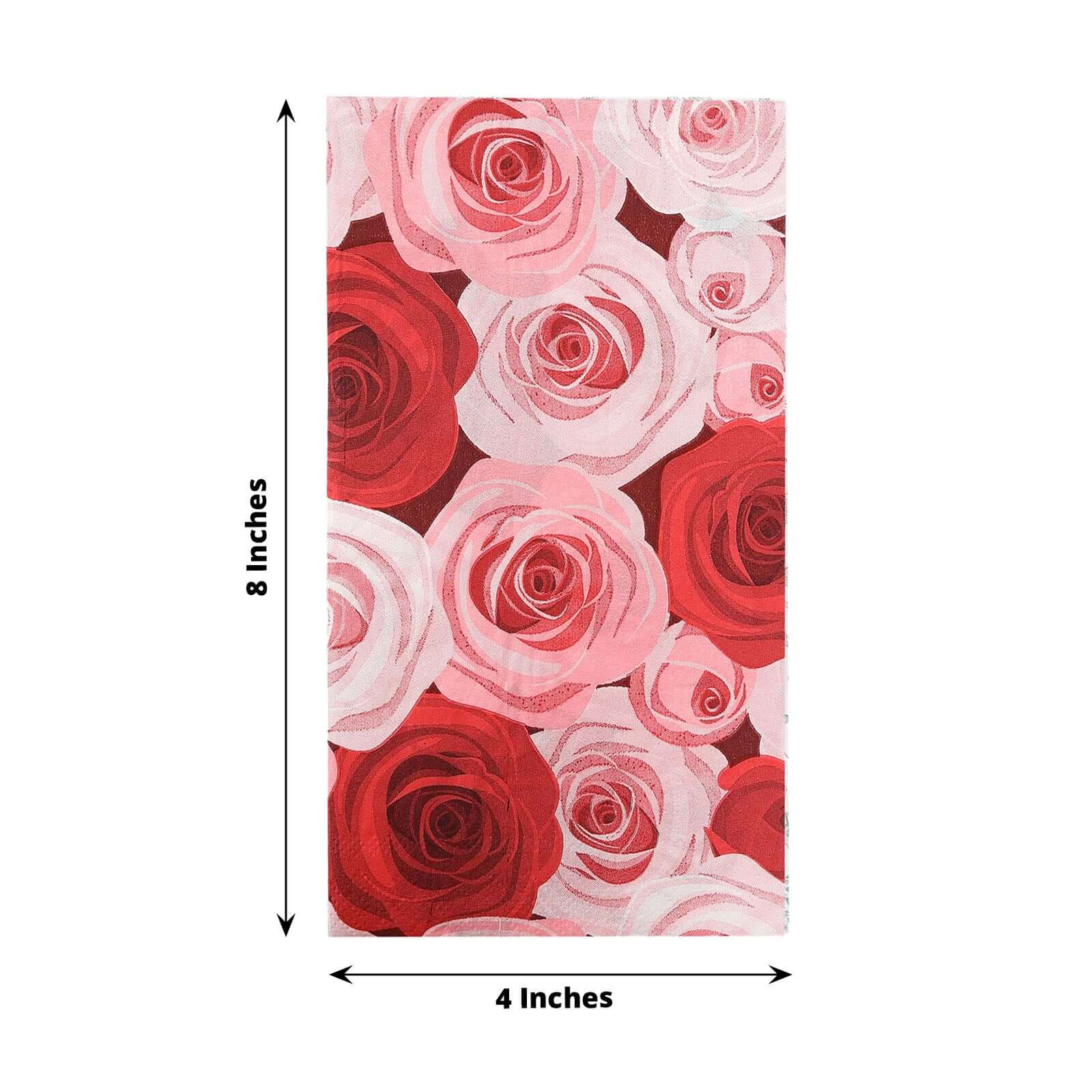 50-Pack Paper Dinner Napkins 2 Ply Red/Pink with Floral Rose Print - Soft Disposable Garden Style Napkins - Image 3