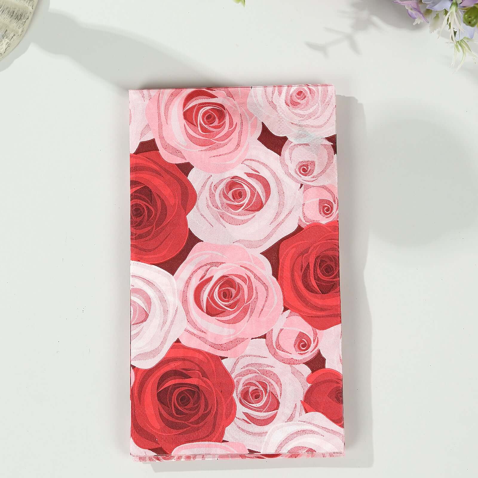 50-Pack Paper Dinner Napkins 2 Ply Red/Pink with Floral Rose Print - Soft Disposable Garden Style Napkins - Image 8