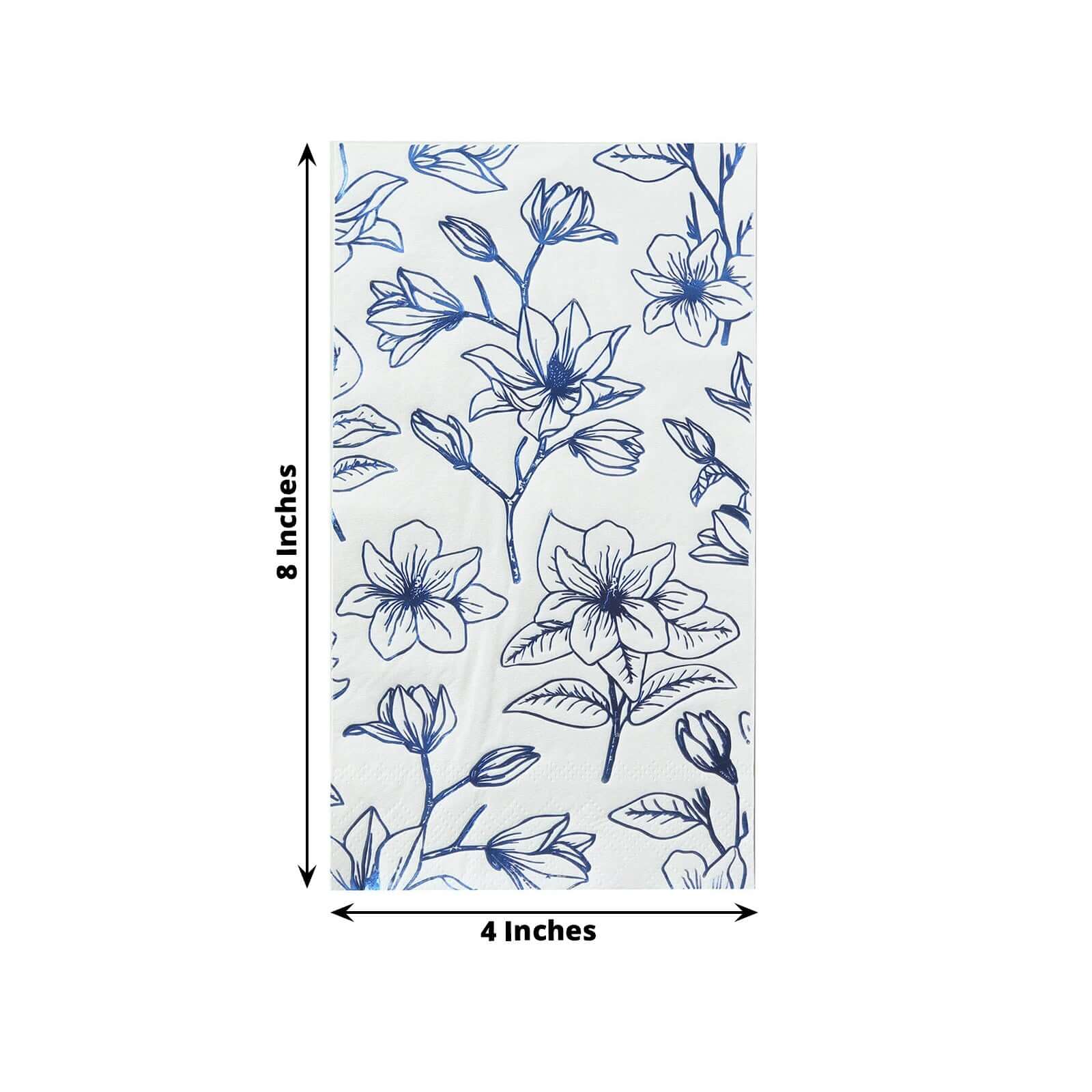 50-Pack Paper Dinner Napkins 2-Ply White with Blue Flowers Print - Soft and Highly Absorbent Party Napkins - Image 3