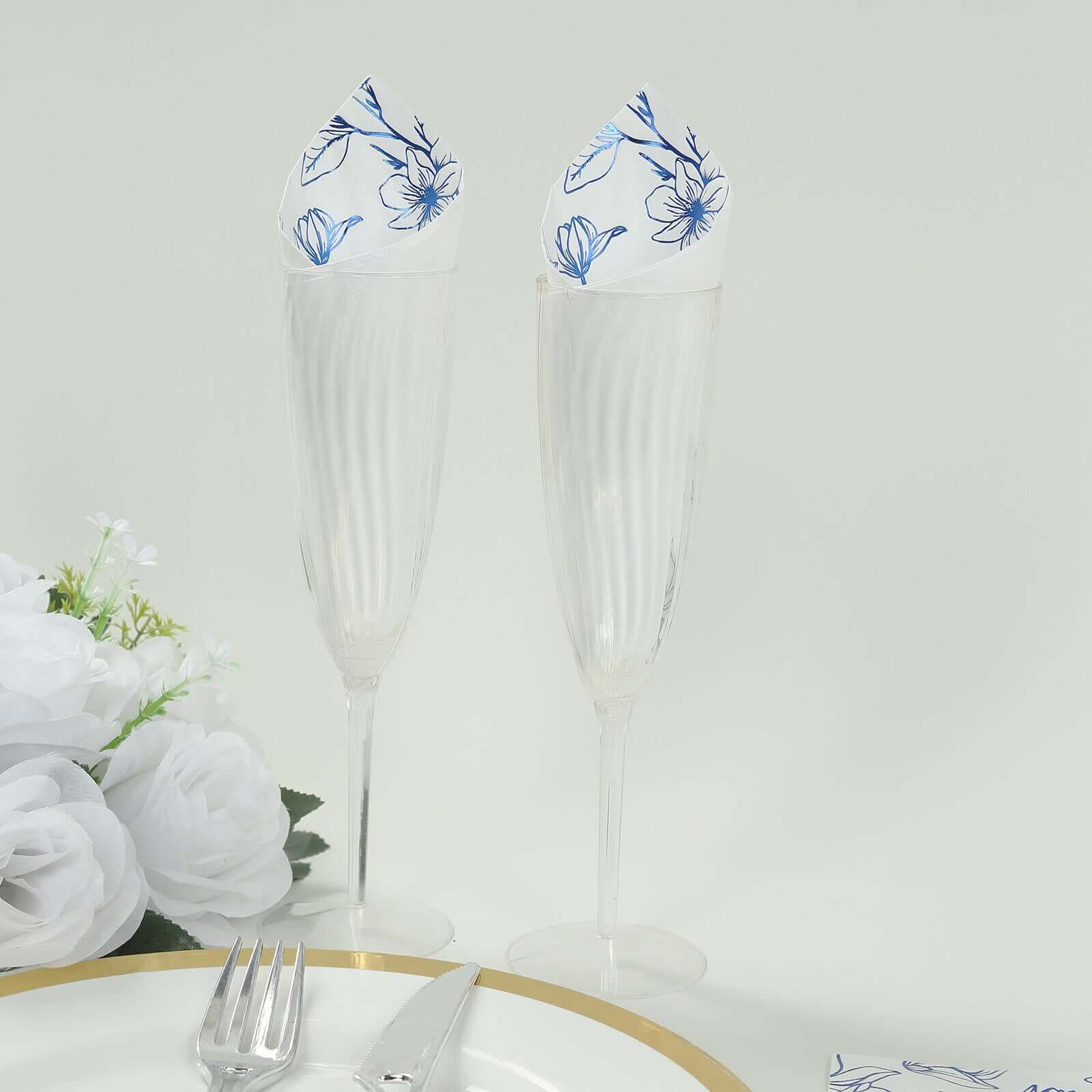 50-Pack Paper Dinner Napkins 2-Ply White with Blue Flowers Print - Soft and Highly Absorbent Party Napkins - Image 6