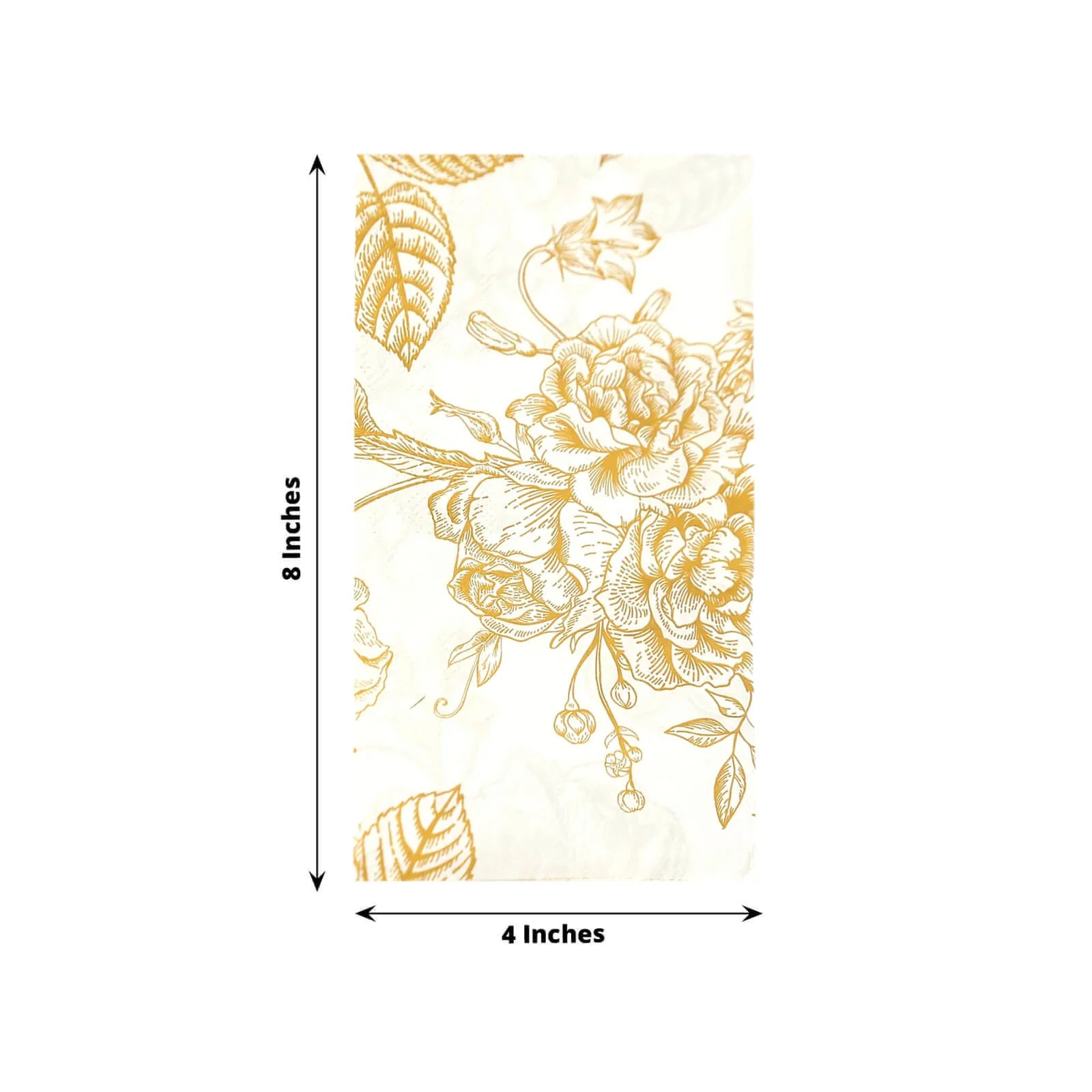 50-Pack Paper Dinner Napkins 2-Ply White with Gold French Toile Floral Pattern - Soft Disposable Party Napkins - Image 2