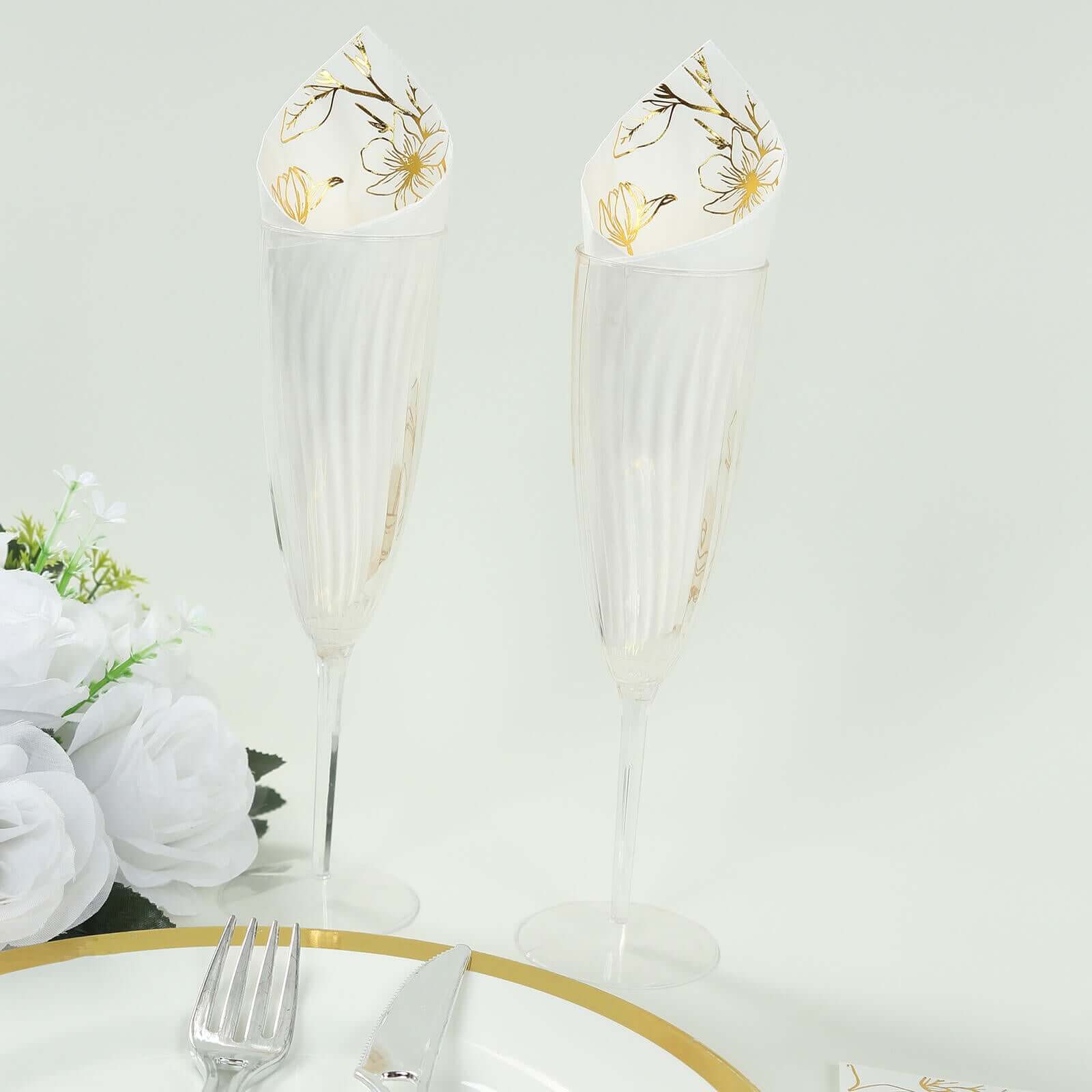 50-Pack Paper Dinner Napkins 2-Ply White with Gold Magnolia Flowers Print - Soft and Highly Absorbent Party Napkins - Image 6