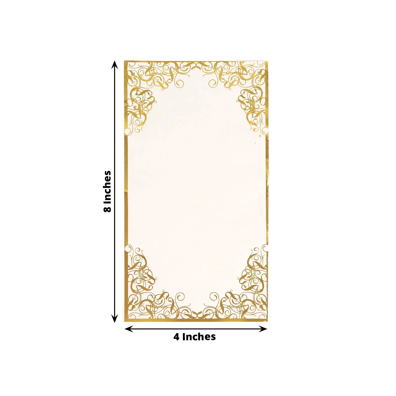 50-Pack Paper Dinner Napkins 8"x4" White with Gold Foil Lace Design - Soft 2 Ply European Style Napkins - Image 2