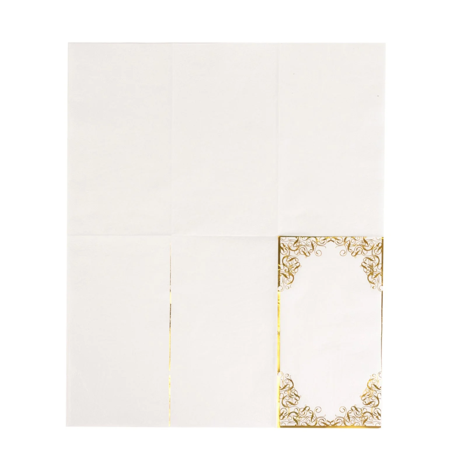50-Pack Paper Dinner Napkins 8"x4" White with Gold Foil Lace Design - Soft 2 Ply European Style Napkins - Image 7