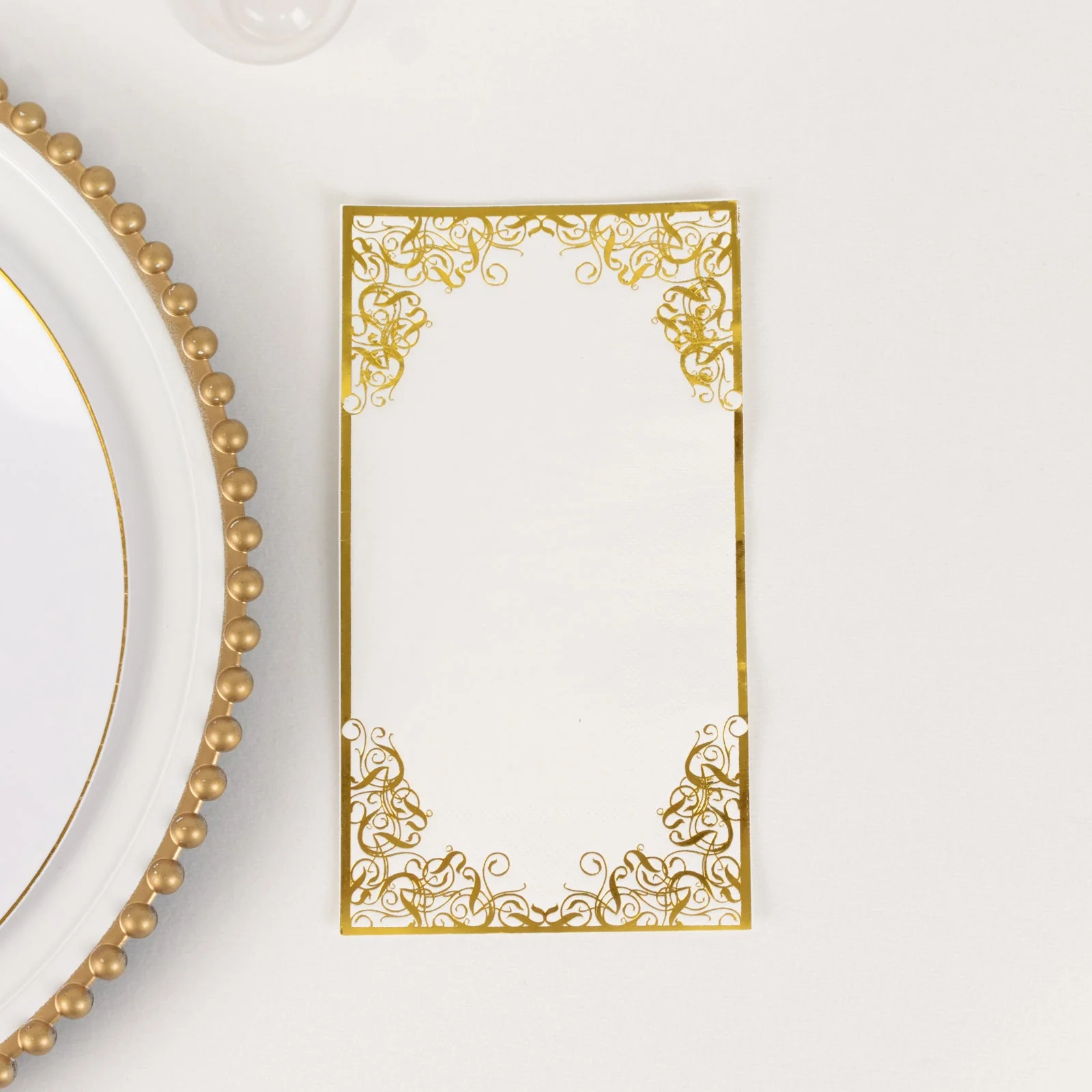 50-Pack Paper Dinner Napkins 8"x4" White with Gold Foil Lace Design - Soft 2 Ply European Style Napkins - Image 8