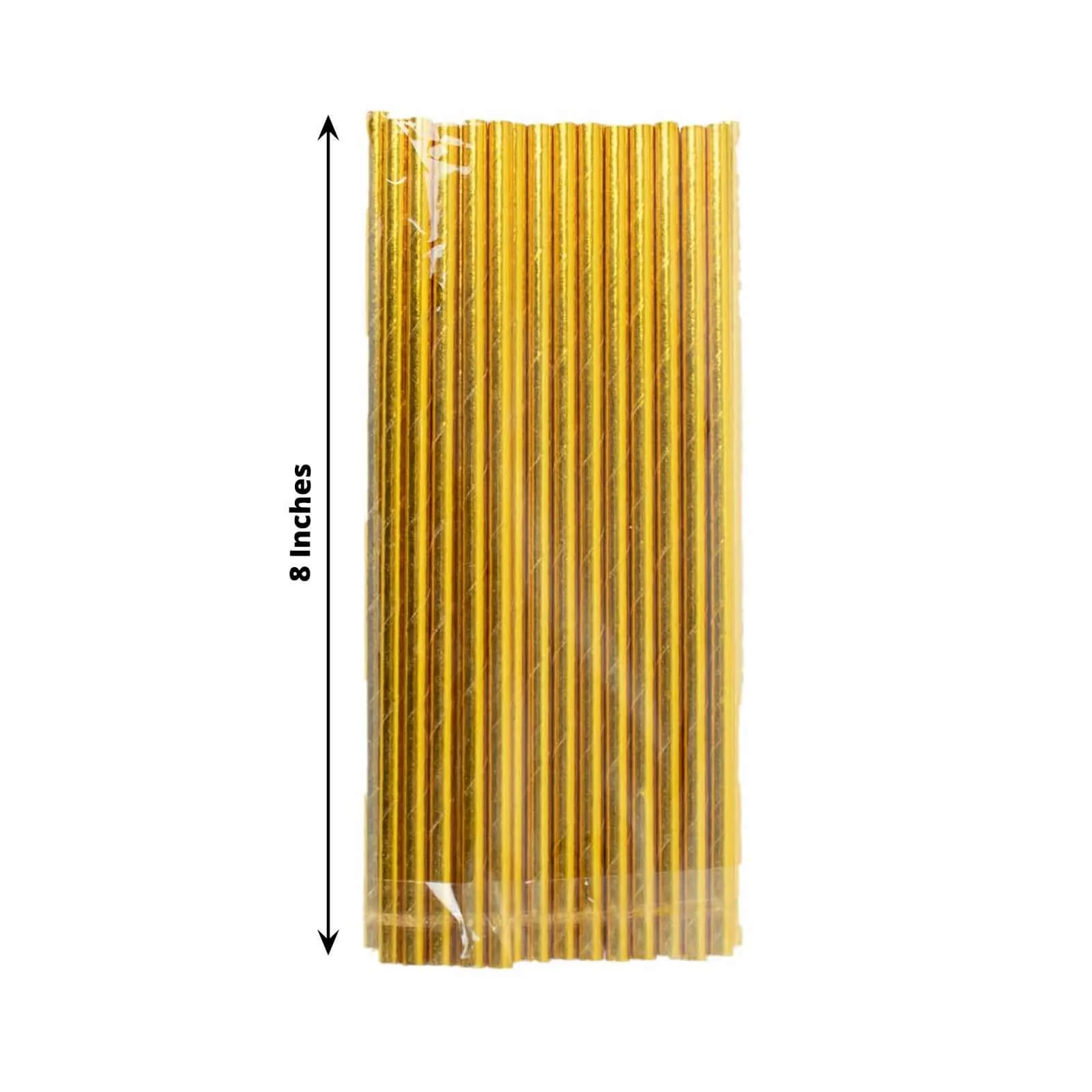 50-Pack Paper Drinking Straws 8" Metallic Gold Foil Food Grade - Biodegradable Disposable Straws - Image 3