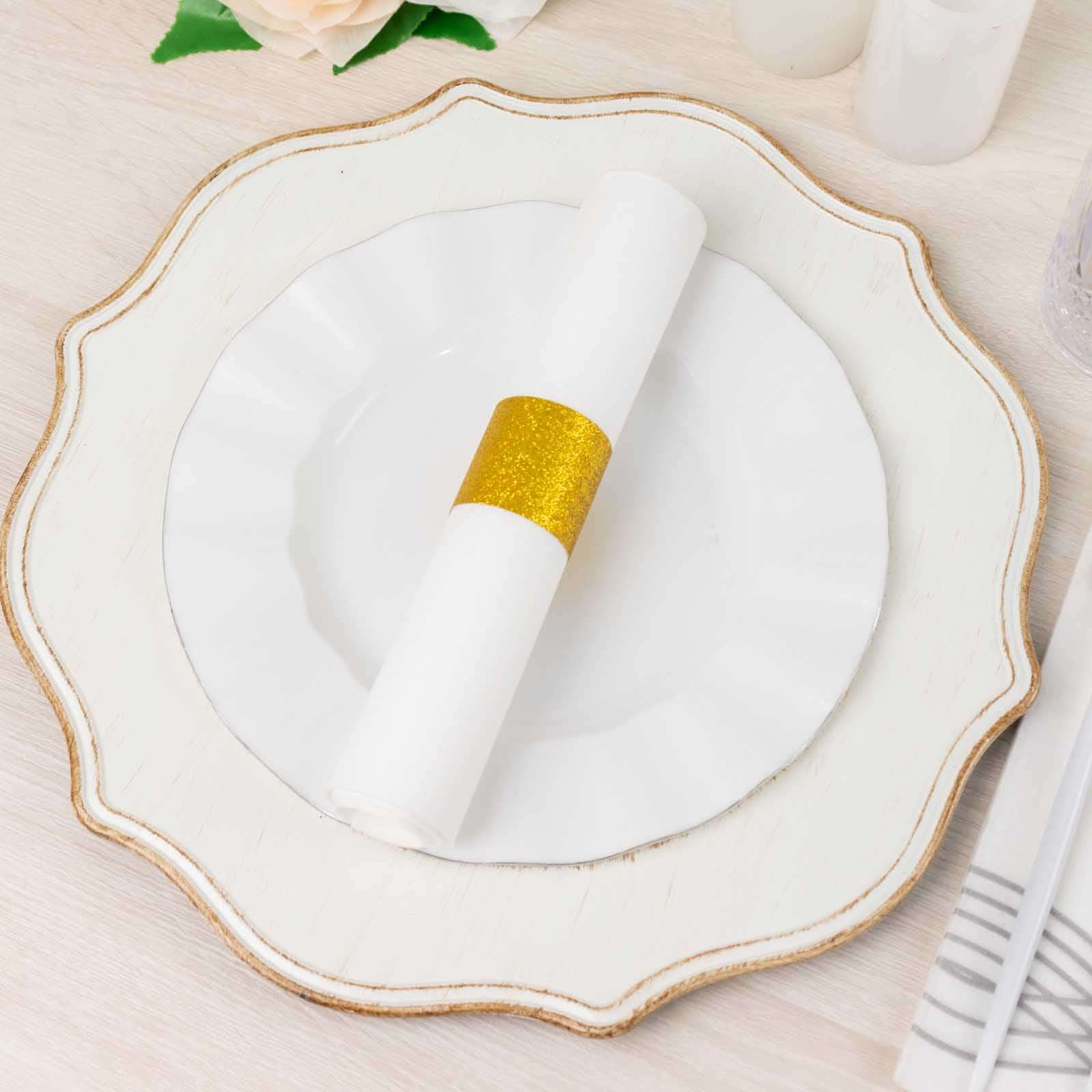 50-Pack Paper Napkin Rings 1.5" Gold Glitter - Disposable Napkin Holders for Parties - Image 8