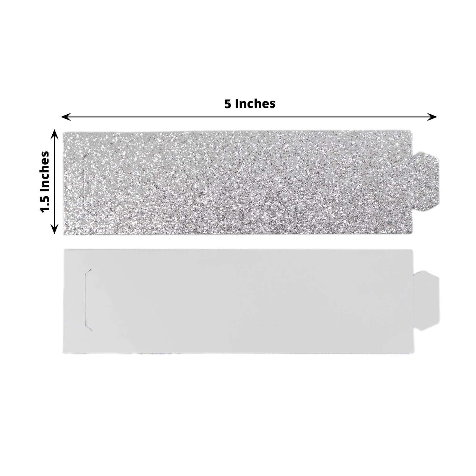 50-Pack Paper Napkin Rings 1.5" Silver Glitter - Disposable Napkin Holders for Parties - Image 3