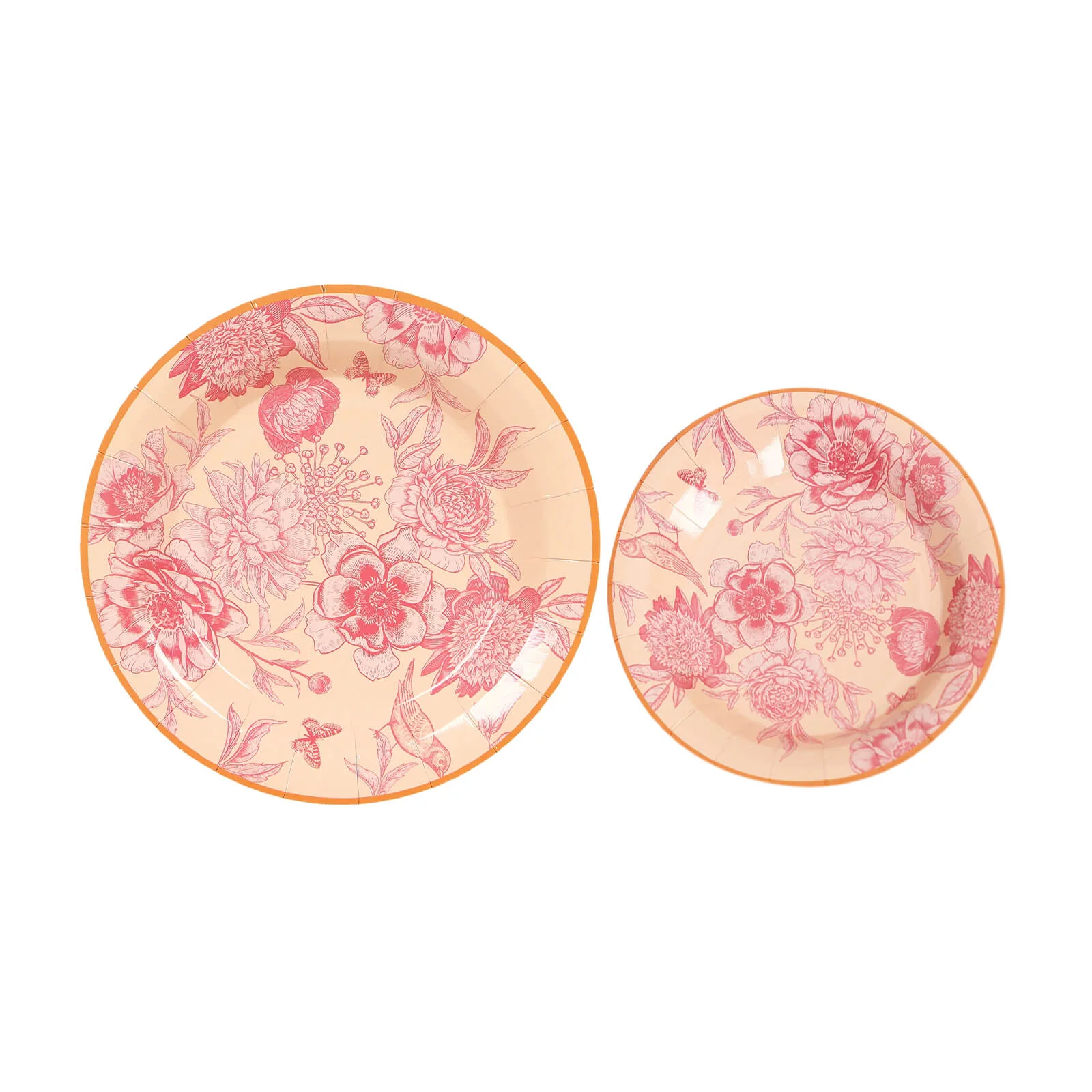 50-Pack Paper Round Dessert and Dinner Plates 7", 9" Dusty Rose Spring Floral Print with Gold Rim - Heavy Duty Disposable Party Plates Set for Garden Weddings & Chic Brunches - Image 5