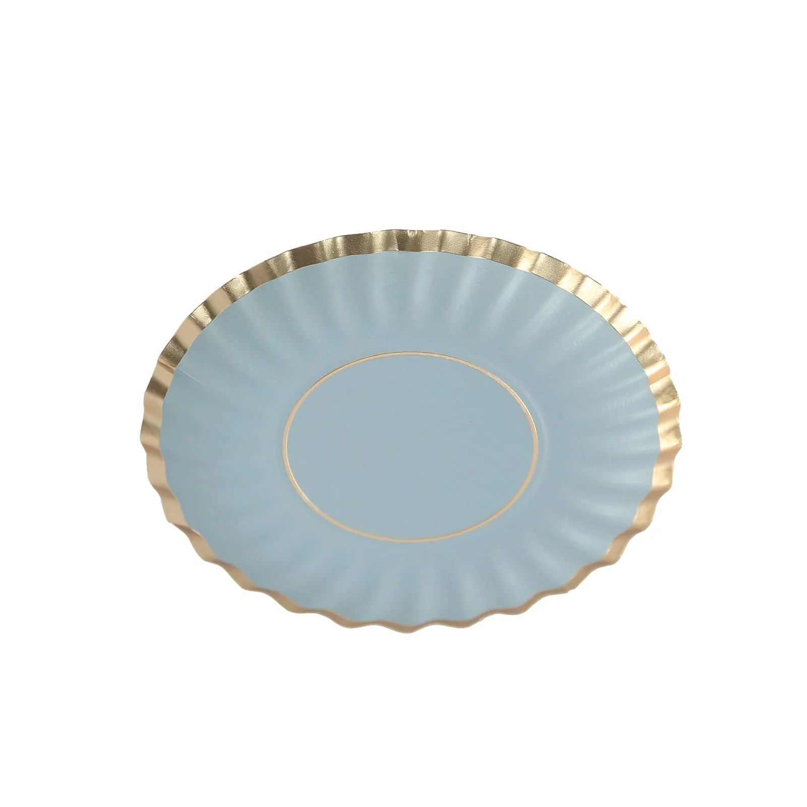 50-Pack Paper Round Party Plates 3.5" Dusty Blue with Gold Scalloped Rim - 250GSM Disposable Mini Dessert Plates - Image 11