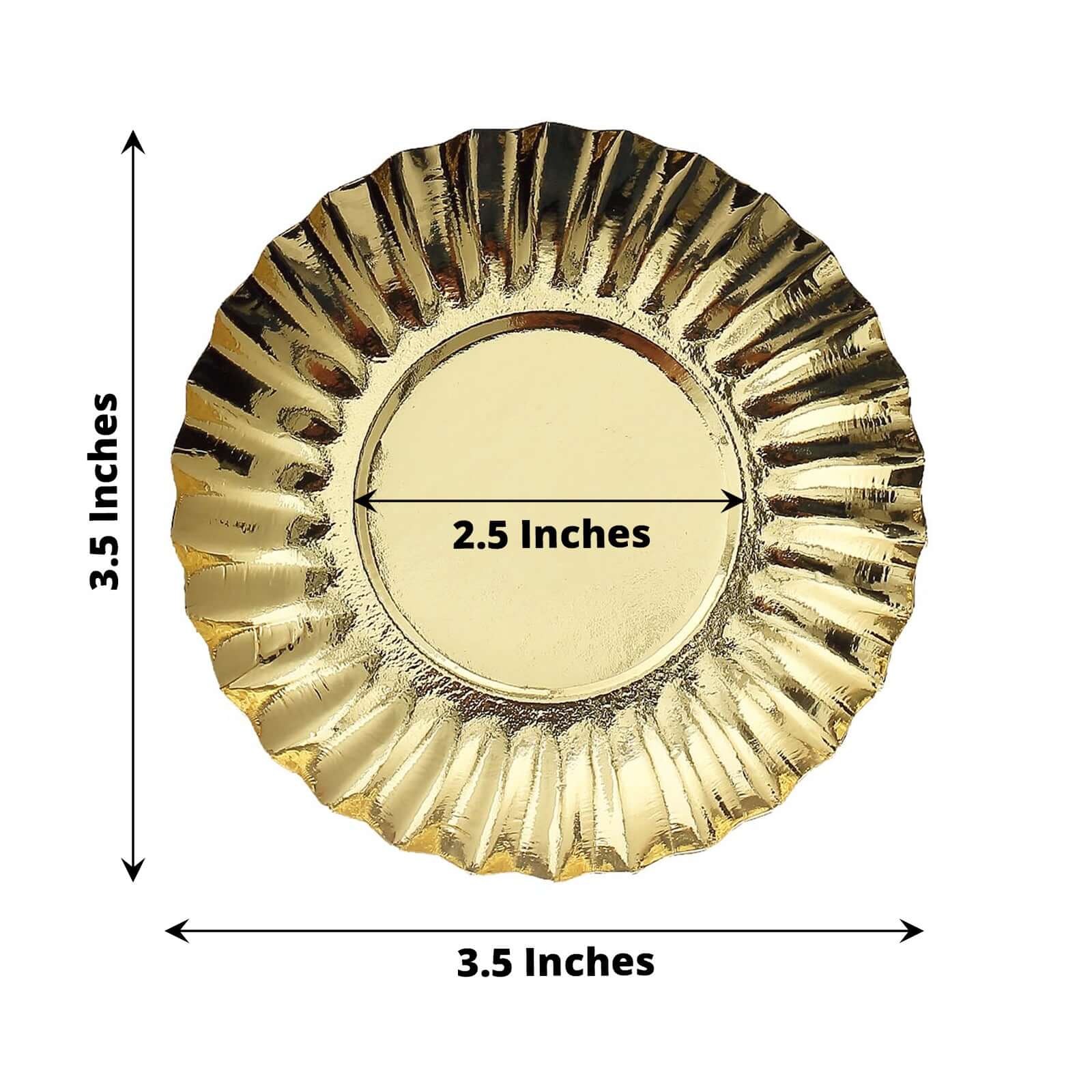 50-Pack Paper Round Party Plates 3.5" Metallic Gold Scalloped Rim - 250GSM Disposable Mini Dessert Plates - Image 3