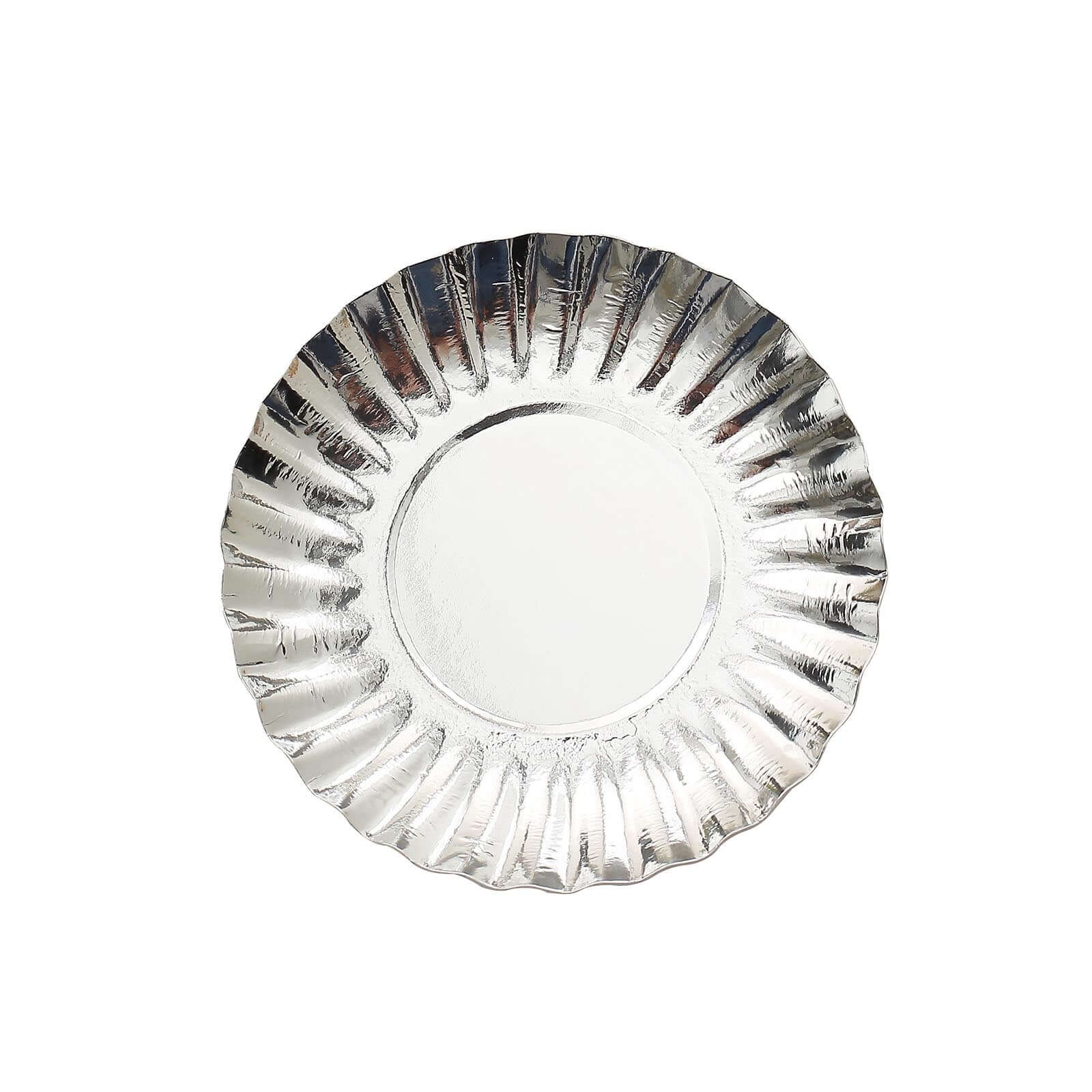 50-Pack Paper Round Party Plates 3.5" Metallic Silver Scalloped Rim - 250GSM Disposable Mini Dessert Plates - Image 8