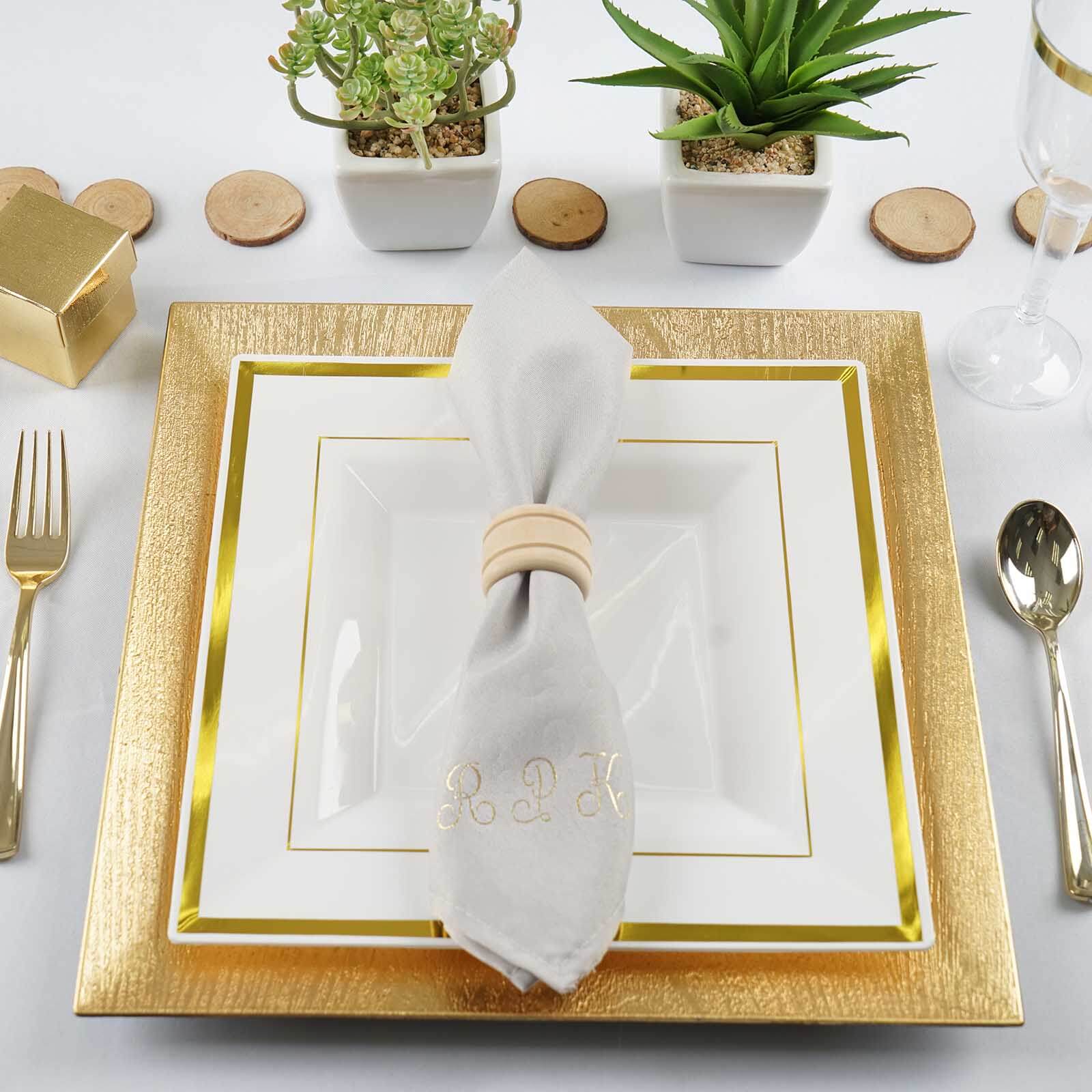 50 Pack Personalized Monogram Initials Cloth Dinner Napkins, Custom Printed Wedding Favors - Image 2