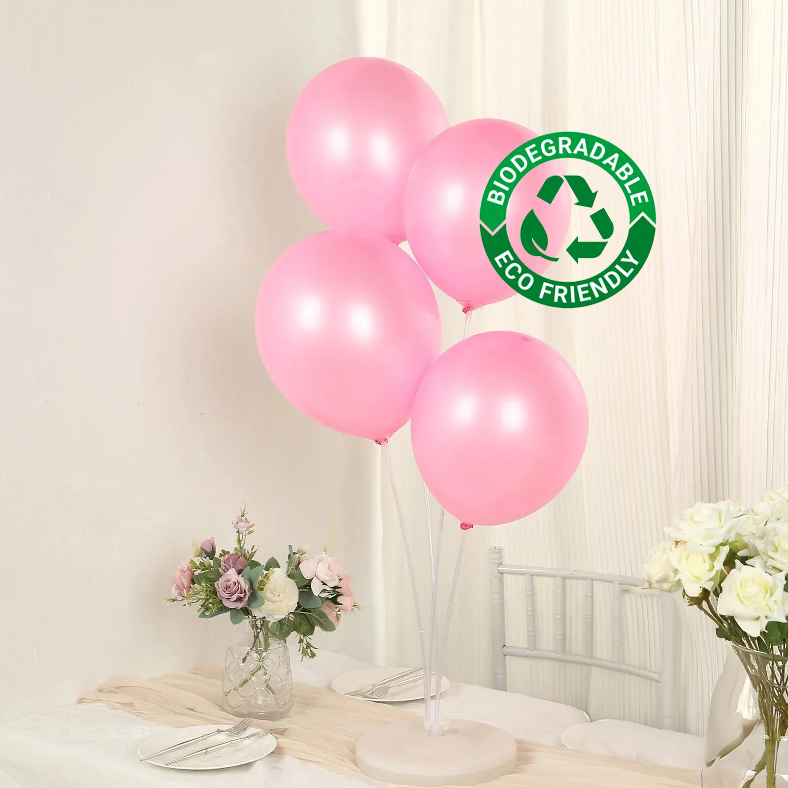 50 Pack Pink Biodegradable Balloons, Eco-friendly Thickened Extra Strong Latex Helium Party Balloons - 12"