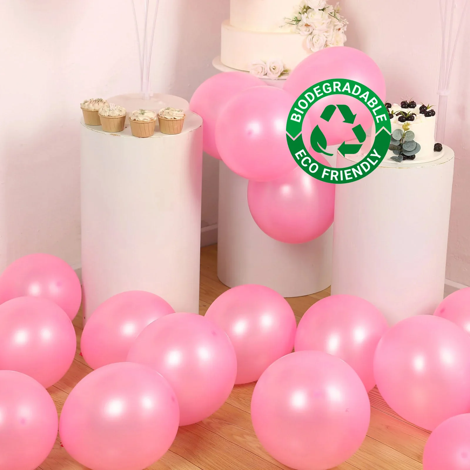 50 Pack Pink Biodegradable Balloons, Eco-friendly Thickened Extra Strong Latex Helium Party Balloons - 12" - Image 6