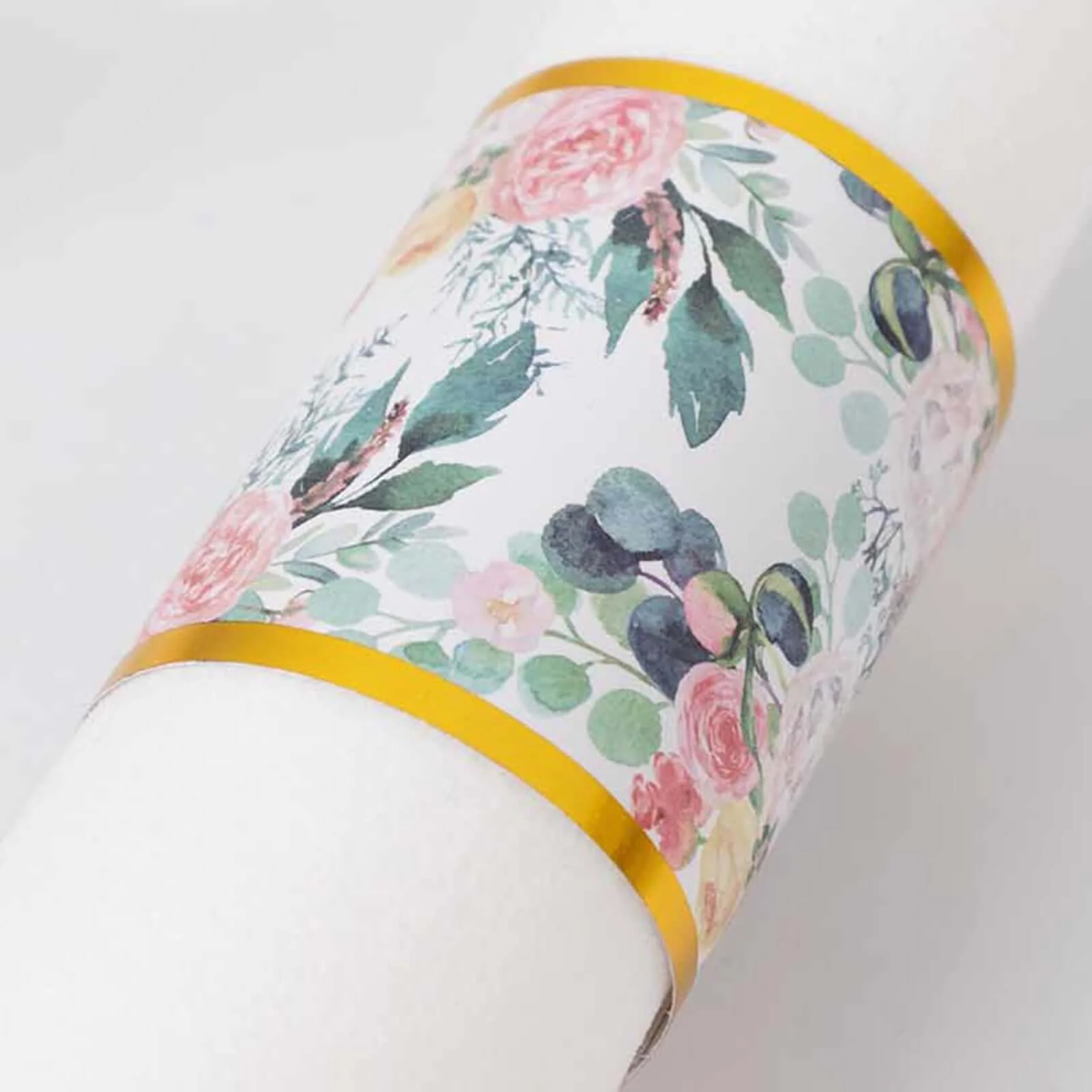 50 Pack Pink Peony Floral Paper Napkin Rings with Gold Edge, Disposable Napkin Holders Bands - 1.5" - Image 11