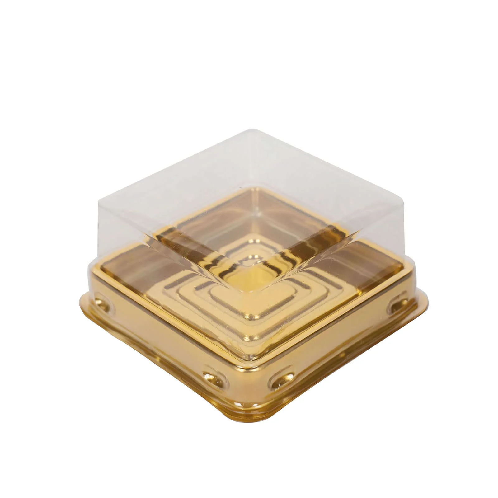 50-Pack Plastic Cupcake Favor Containers 3" Square Design Gold and Clear - Party Boxes for Treat Displays - Image 7