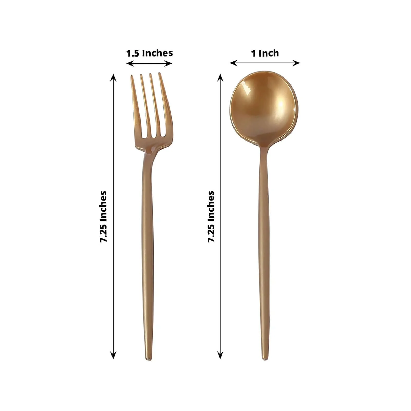 50-Pack Plastic Dessert Forks and Spoons Gold - Heavy Duty Shiny Disposable Silverware Set - Image 3