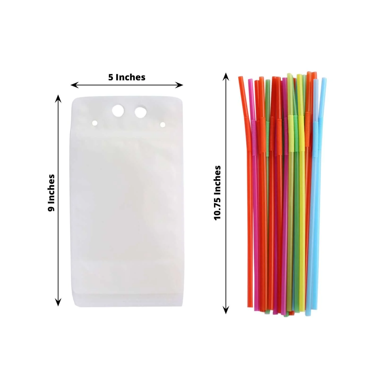 50-Pack Plastic Drink Pouches 12oz Clear with Straws and Zipper - Image 3