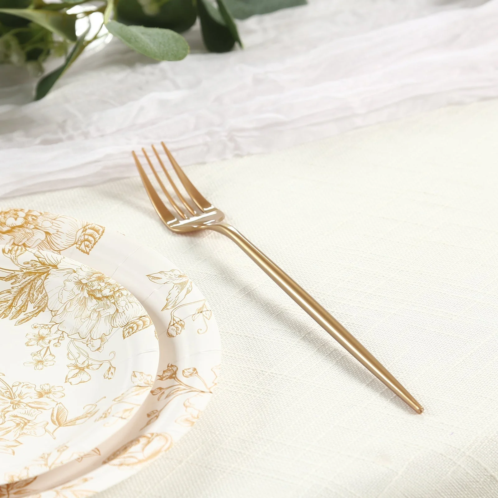50-Pack Plastic Forks Gold - Heavy Duty Premium Disposable Sleek Dinner Flatware - Image 4