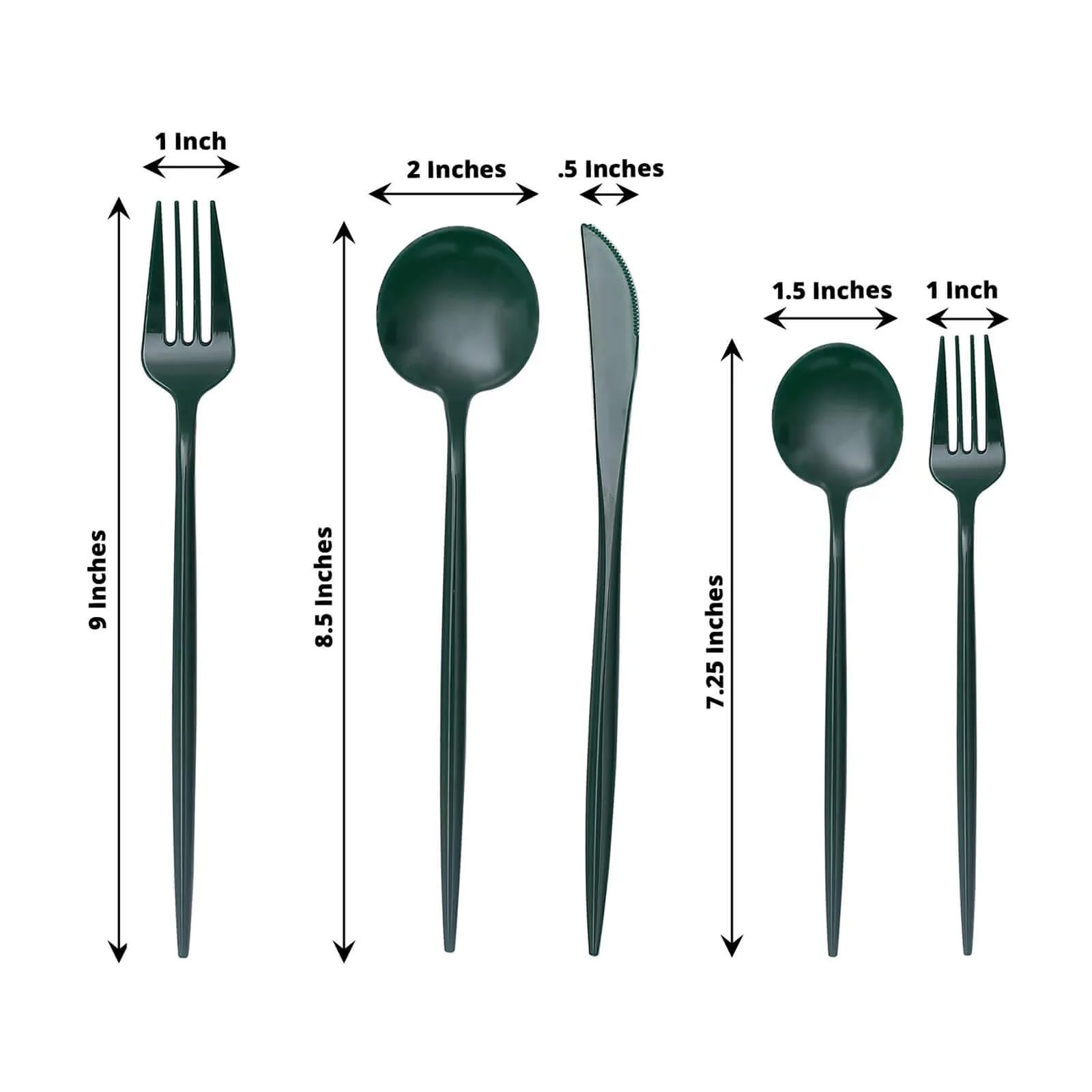50-Pack Plastic Utensil Set Hunter Emerald Green - Heavy Duty Premium Disposable Sleek Flatware - Image 3