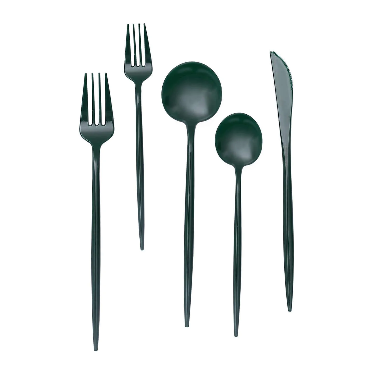 50-Pack Plastic Utensil Set Hunter Emerald Green - Heavy Duty Premium Disposable Sleek Flatware - Image 6