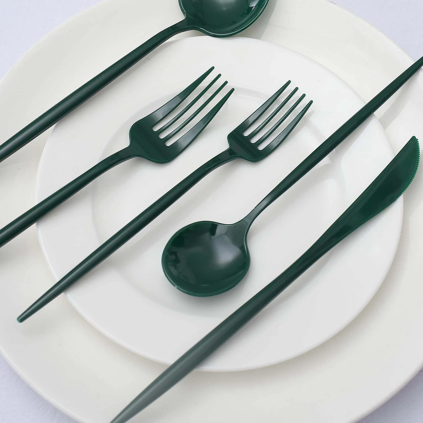 50-Pack Plastic Utensil Set Hunter Emerald Green - Heavy Duty Premium Disposable Sleek Flatware - Image 8