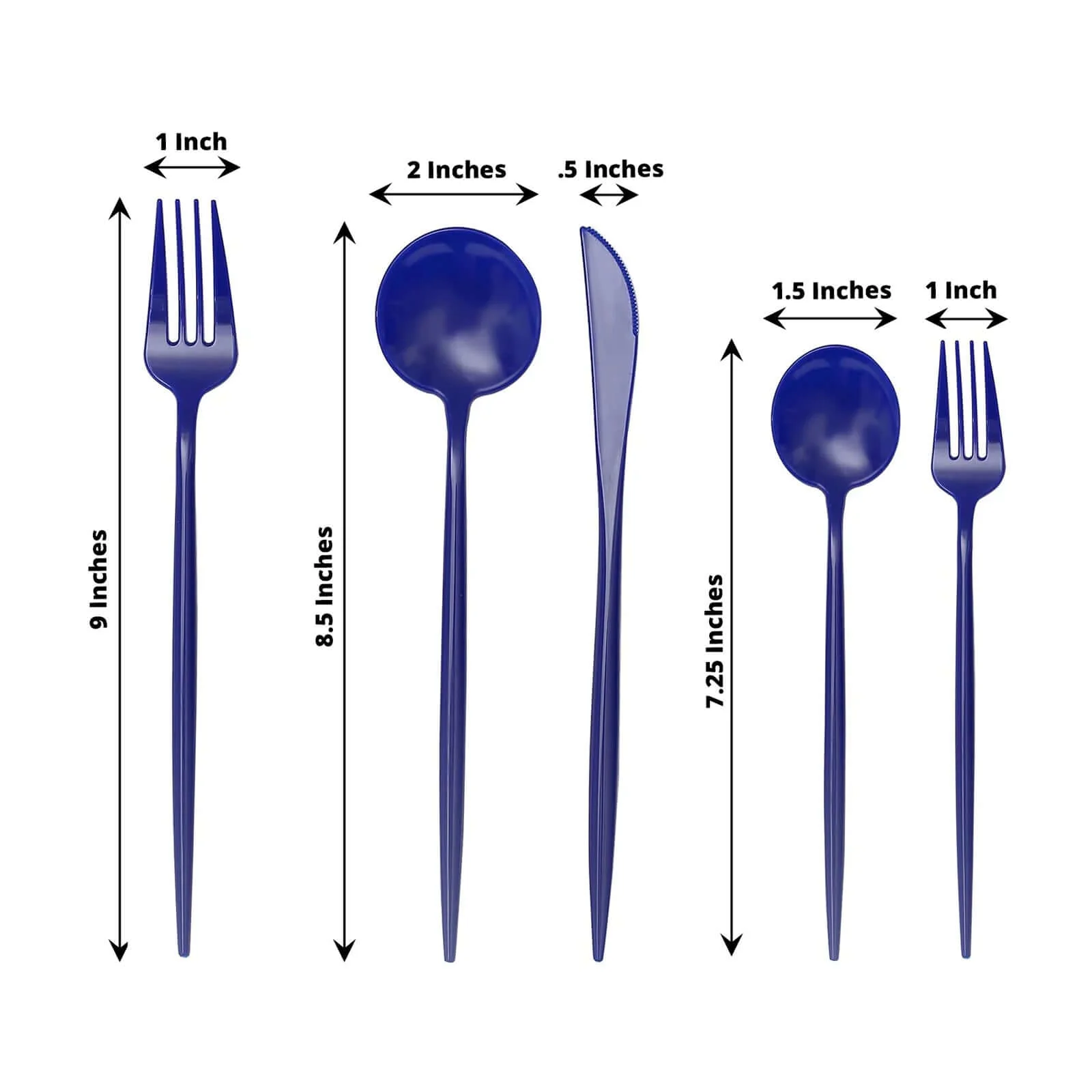 50-Pack Plastic Utensil Set Royal Blue - Heavy Duty Premium Disposable Sleek Flatware - Image 3