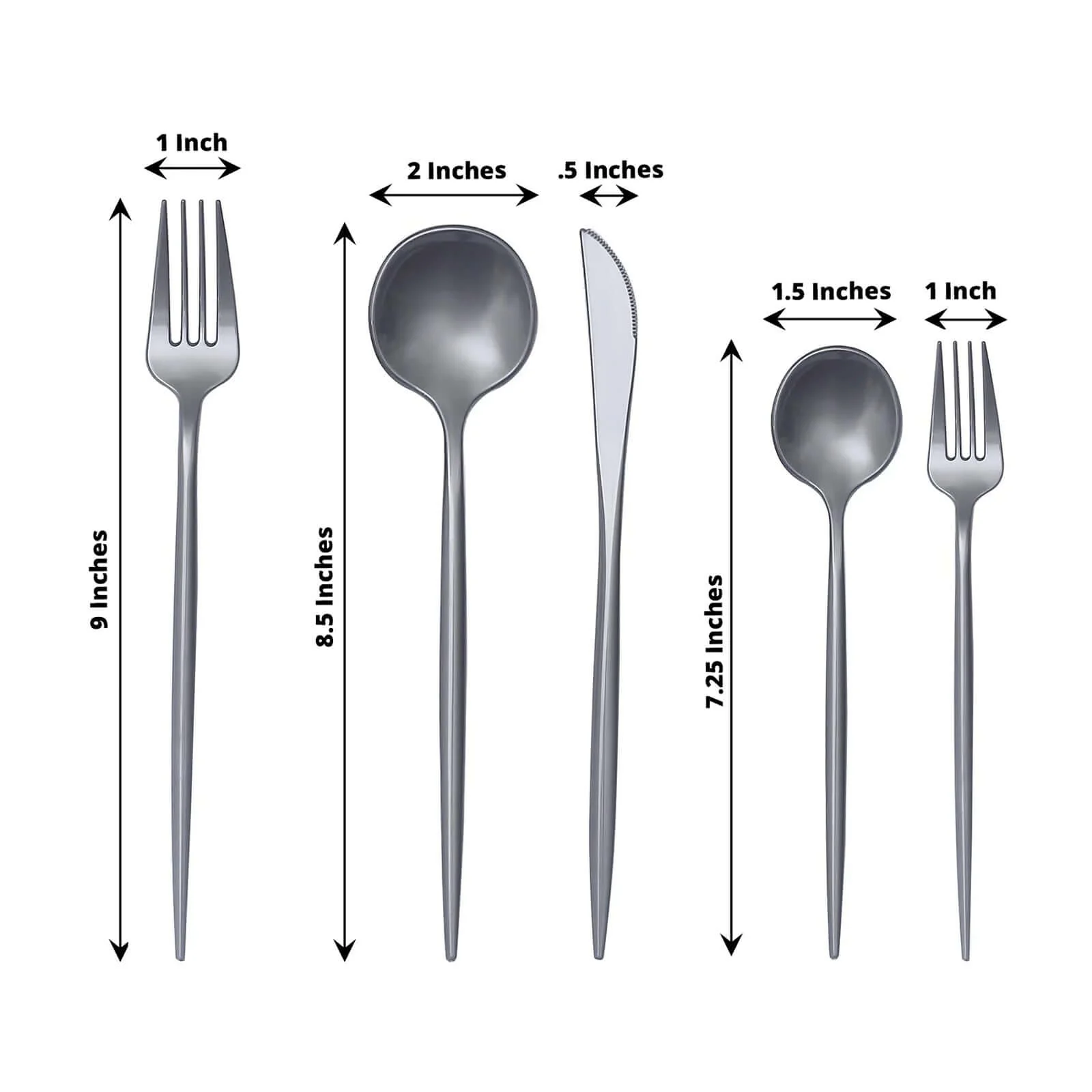 50 Pack Silver Heavy Duty Plastic Utensil Set, Disposable Dinner and Dessert Cutlery Combo Set - Image 3