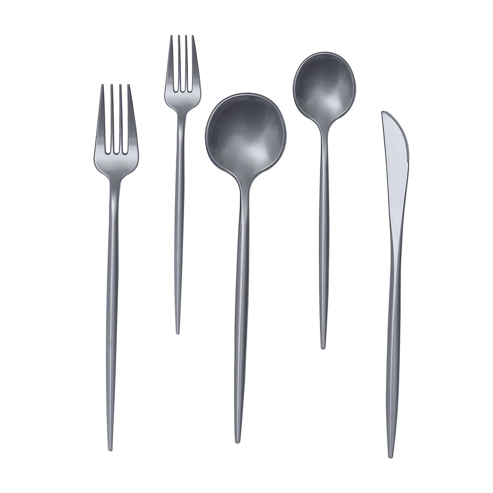 50 Pack Silver Heavy Duty Plastic Utensil Set, Disposable Dinner and Dessert Cutlery Combo Set - Image 6
