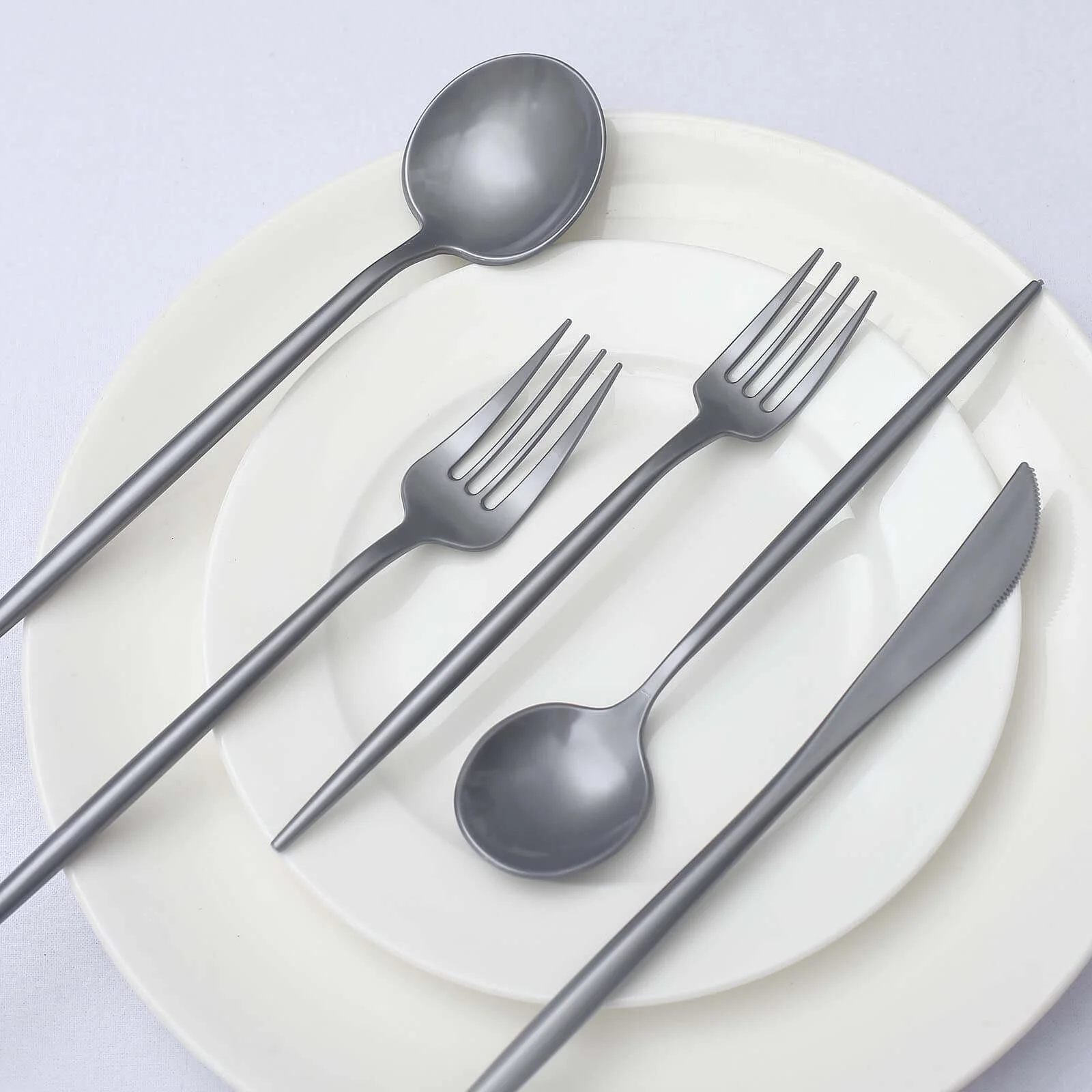 50 Pack Silver Heavy Duty Plastic Utensil Set, Disposable Dinner and Dessert Cutlery Combo Set - Image 8