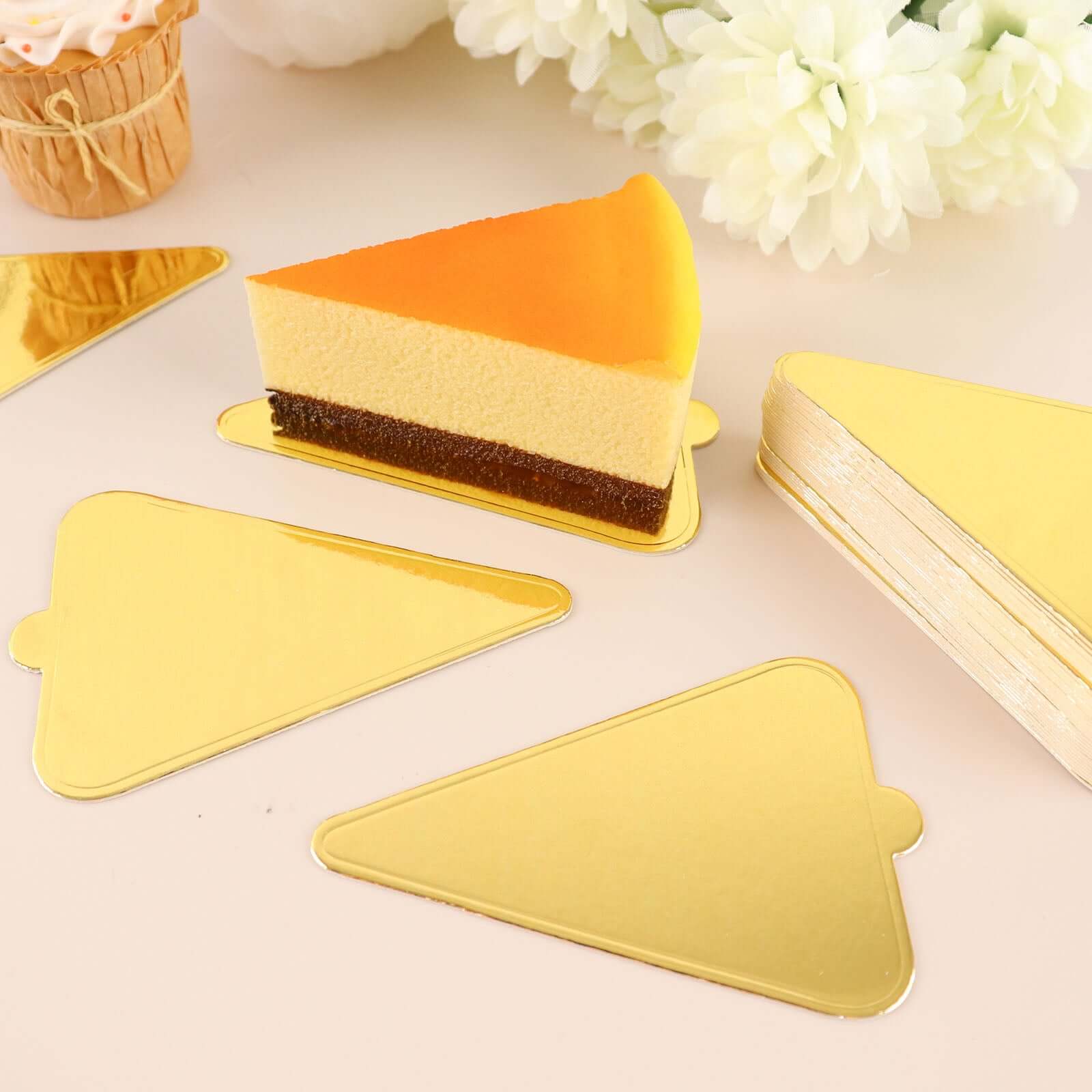 50-Pack Triangle Cake Boards 2.8"x 4.5" Gold Cardboard - Food Grade Mini Paper Trays Dessert Base for Pastries Cupcakes & Cake Slices - Image 16