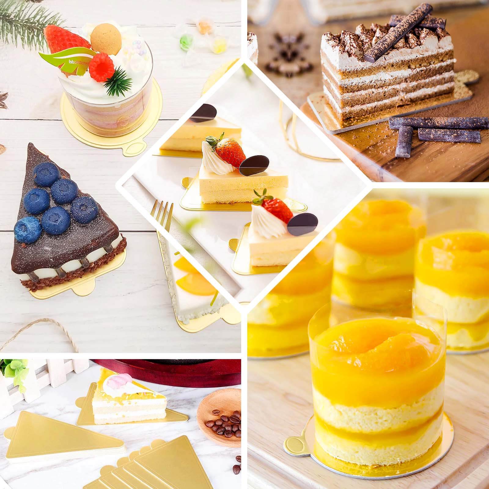 50-Pack Triangle Cake Boards 2.8"x 4.5" Gold Cardboard - Food Grade Mini Paper Trays Dessert Base for Pastries Cupcakes & Cake Slices - Image 5